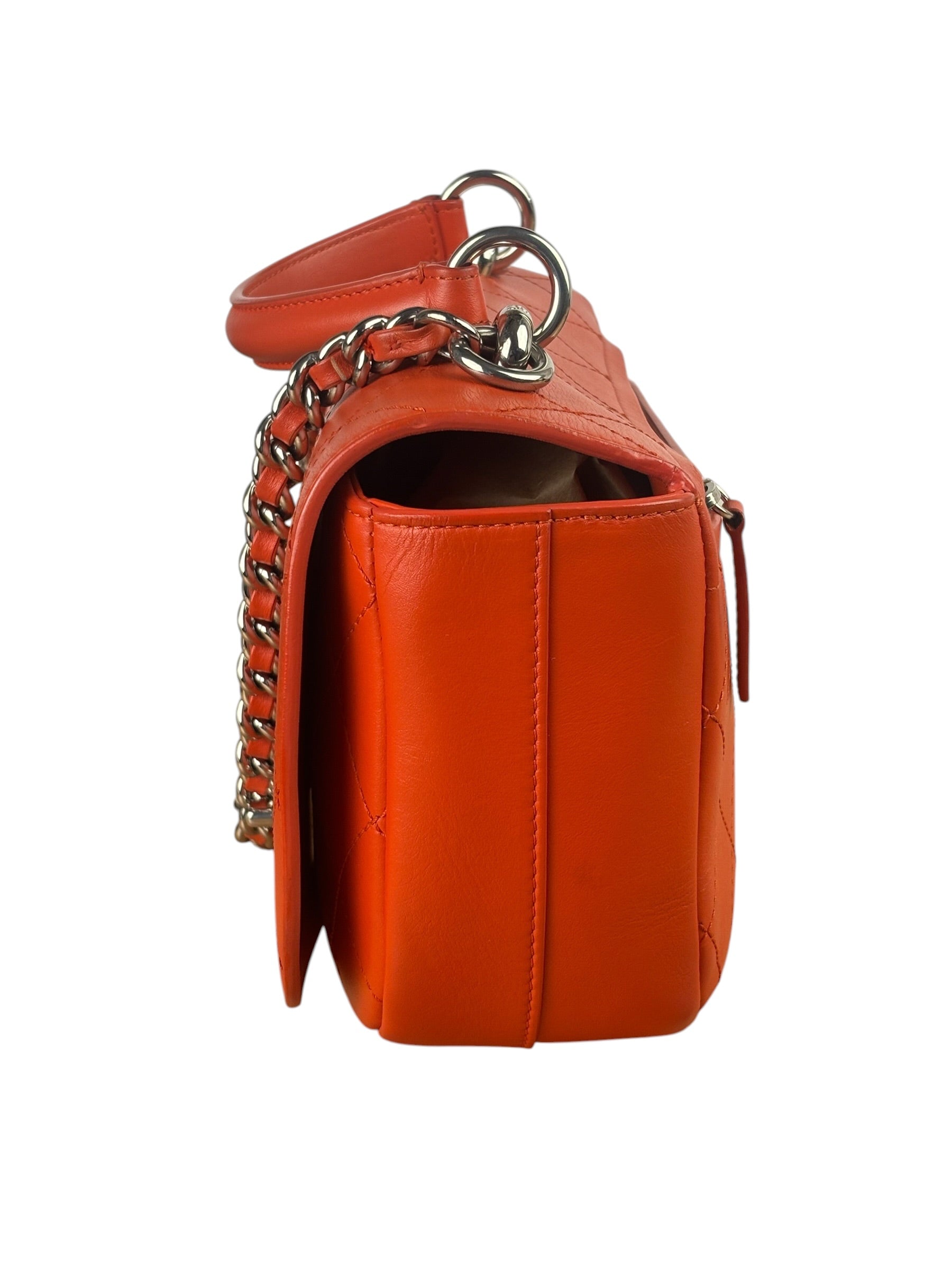 Chanel Red Quilted Calfskin Small Ring My Flap Crossbody Bag 2017