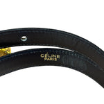 Celine Vintage Black Leather Horse Carriage Rectangular Plate Buckle Belt