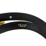 Celine Vintage Black Leather Horse Carriage Rectangular Plate Buckle Belt