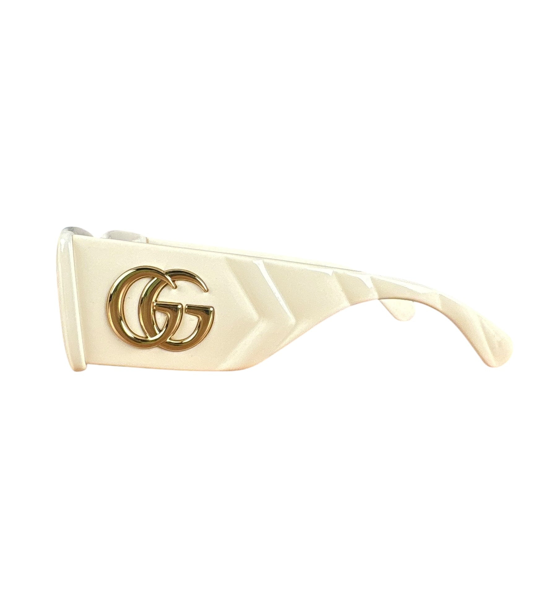 Gucci Large Frame Gold Logo Sunglasses