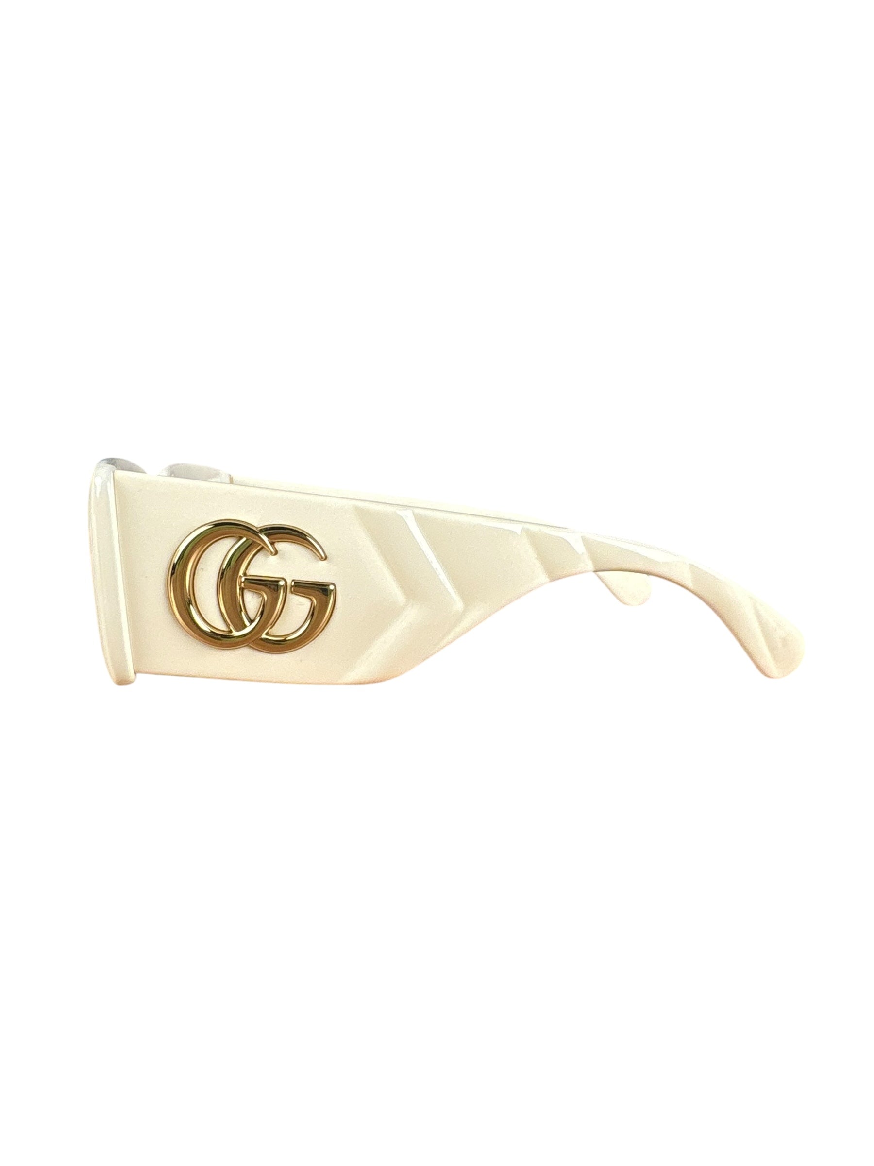 Gucci Large Frame Gold Logo Sunglasses