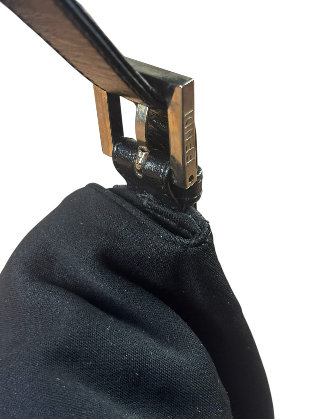 Fendi Black Leather Trim Neoprene Baguette