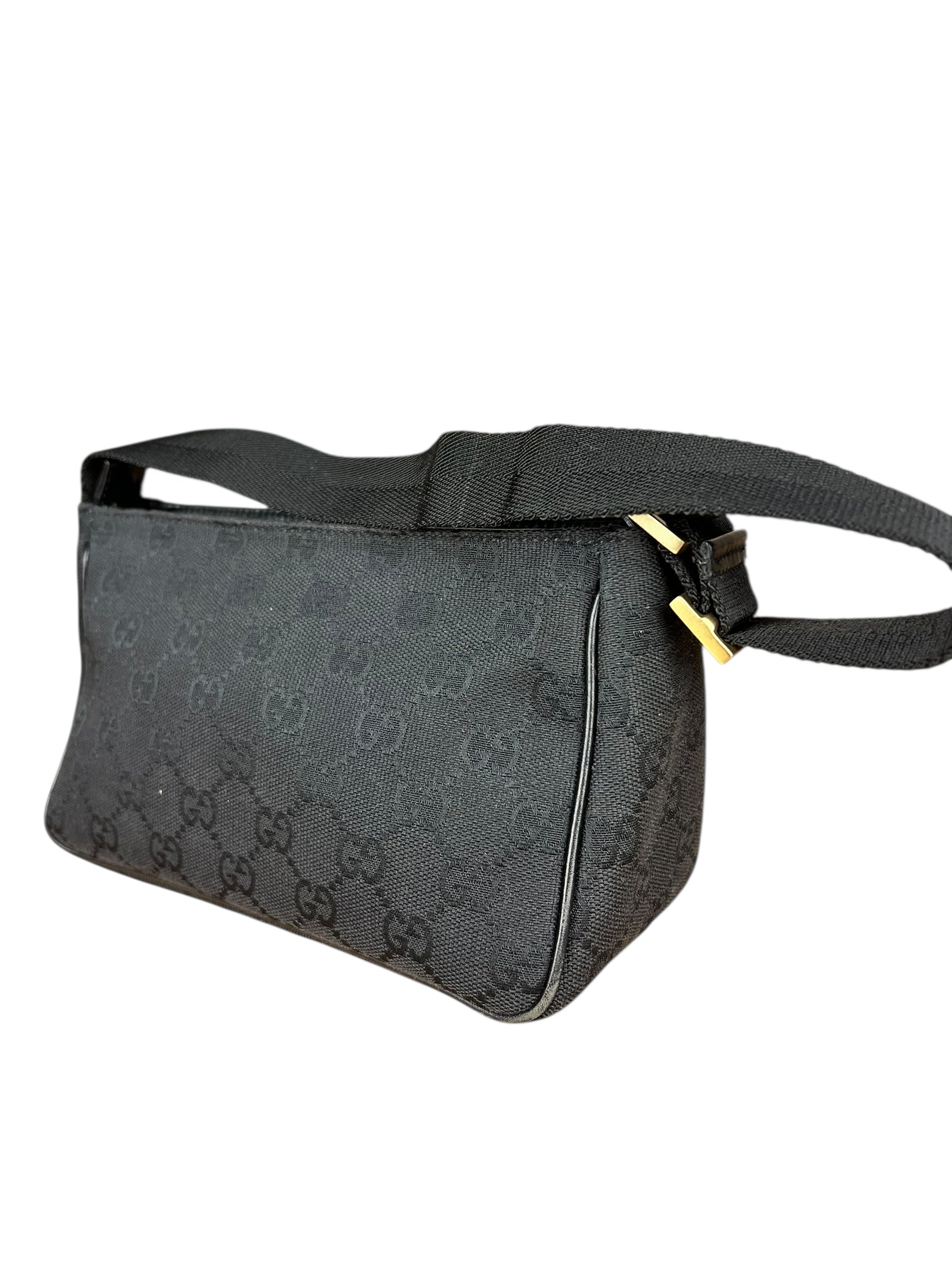 Gucci Vintage GG Black Canvas Pochette