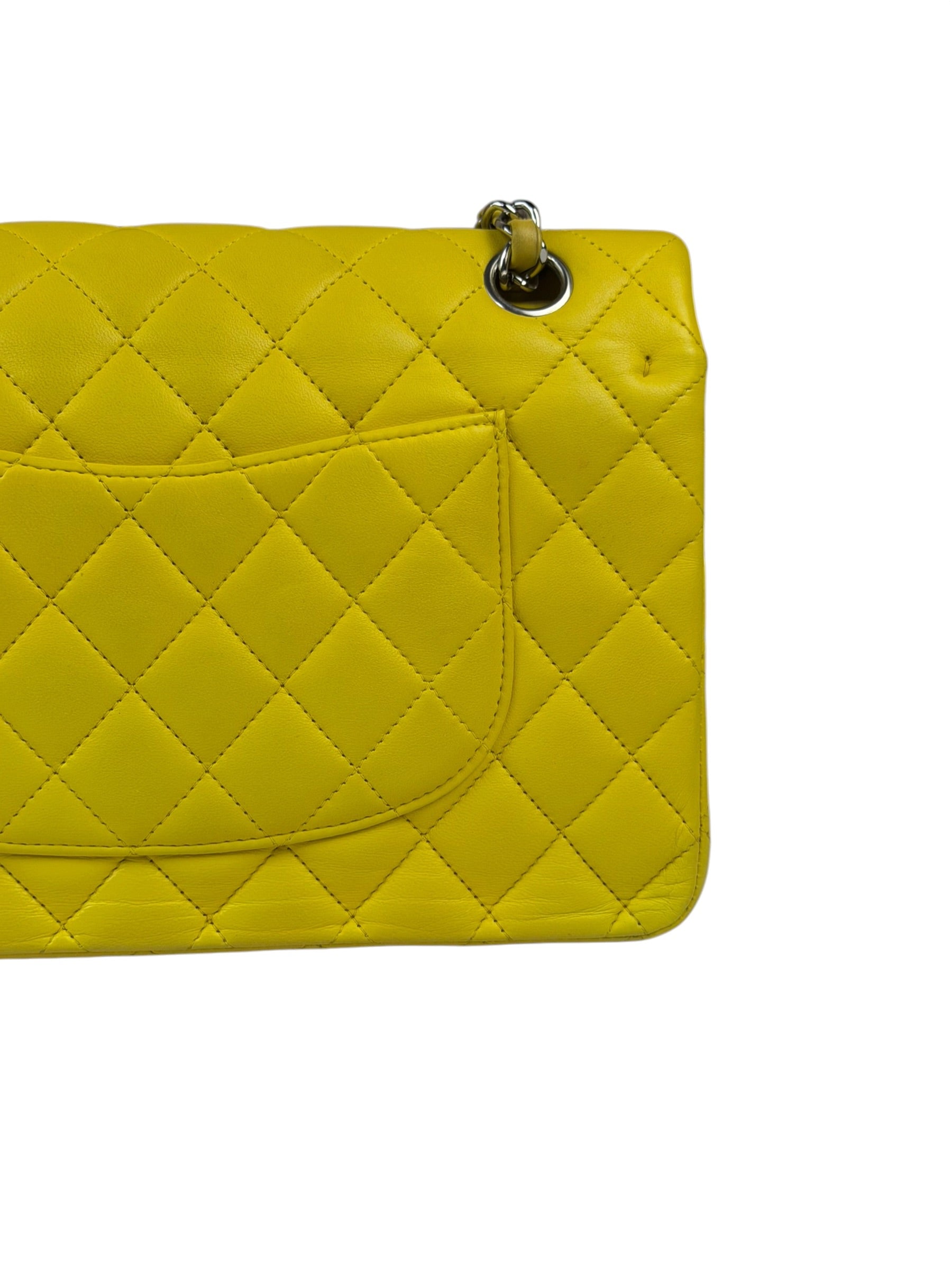 Chanel Yellow Quilted Lambskin Double Flap Bag 2009