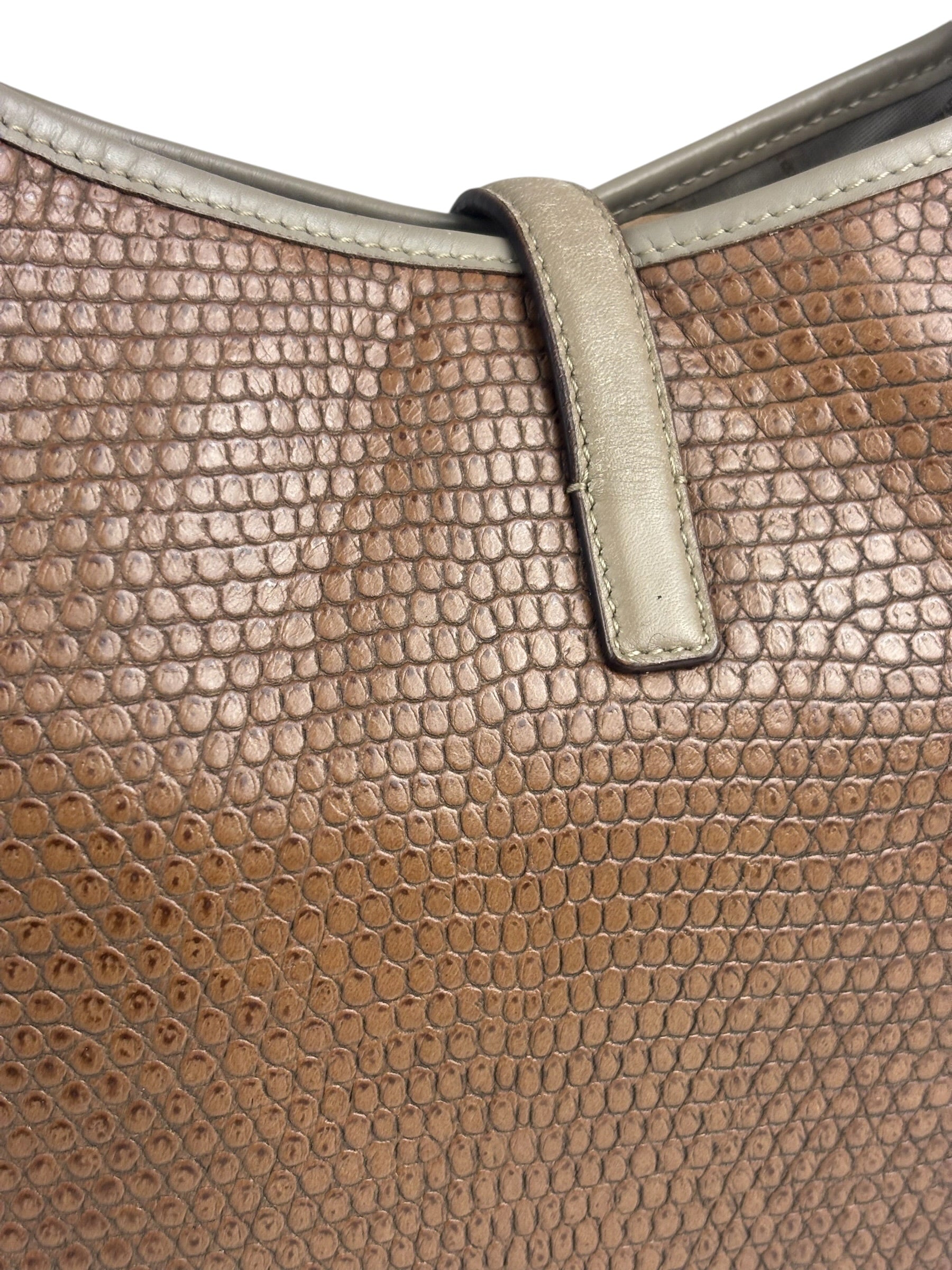 Salvatore Ferragamo Brown Lizard-Embossed Hobo Bag