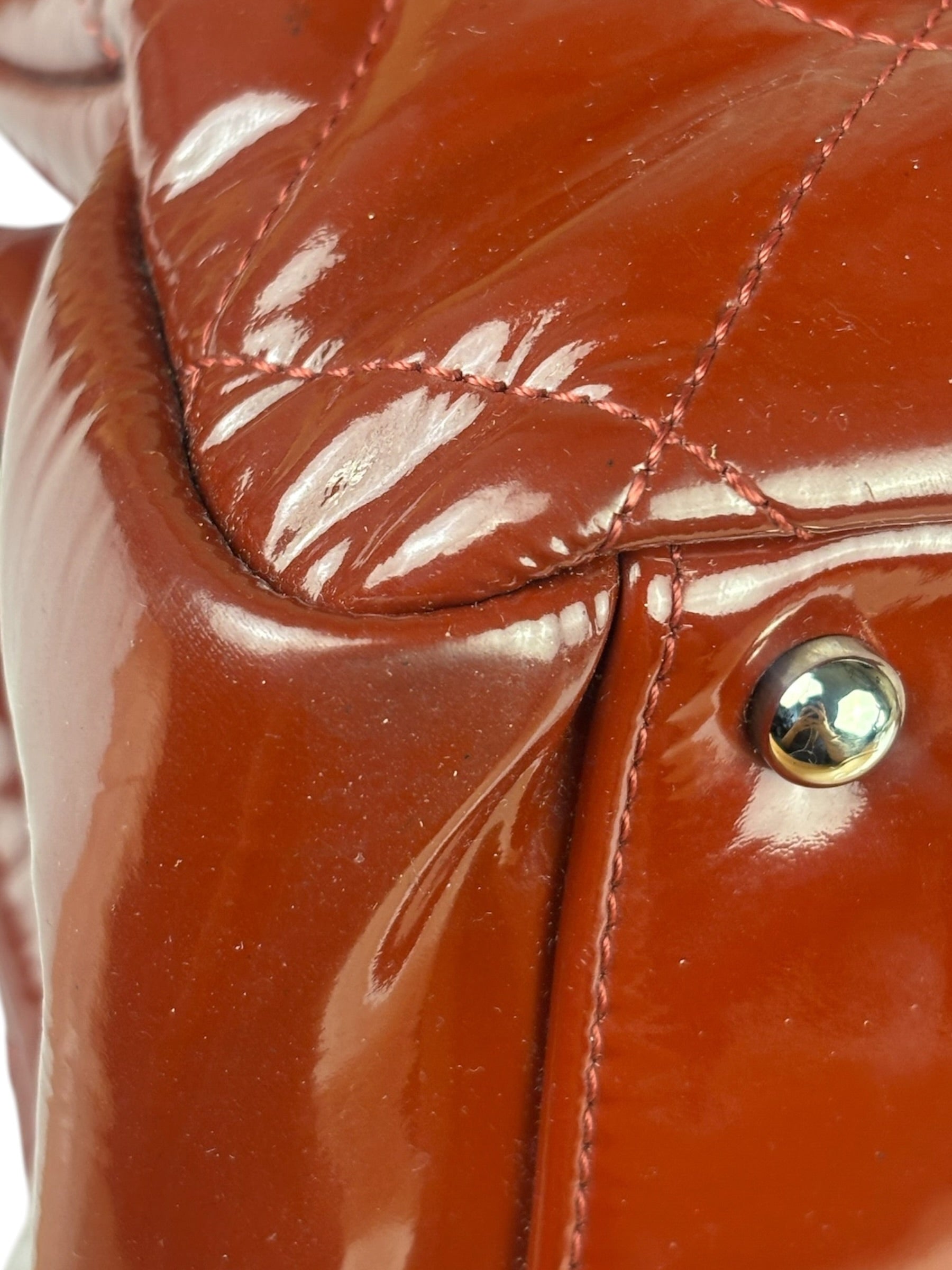 Chanel Red Patent Leather Chain Shoulder Bag 2012