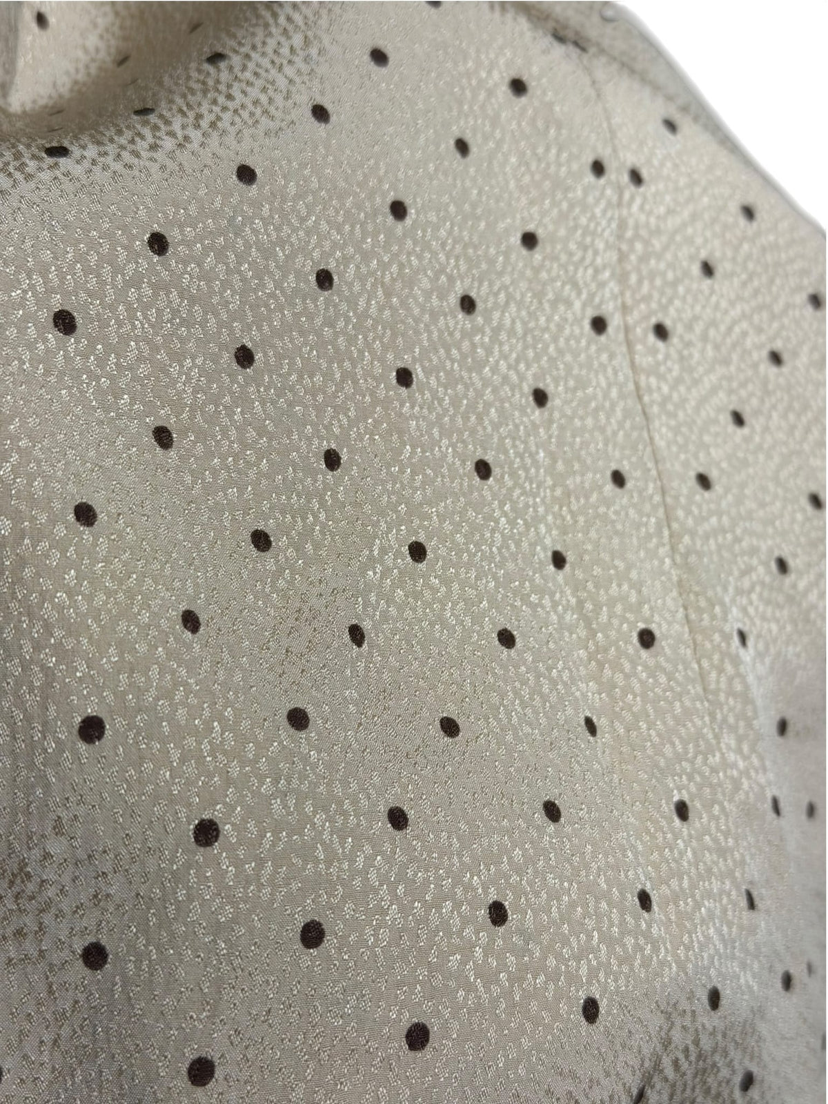 Chloe Beige Silk Polka Dot Velour Bow Blouse
