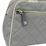 Chanel Grey Quilted Leather Trim Bowling Bag 2000