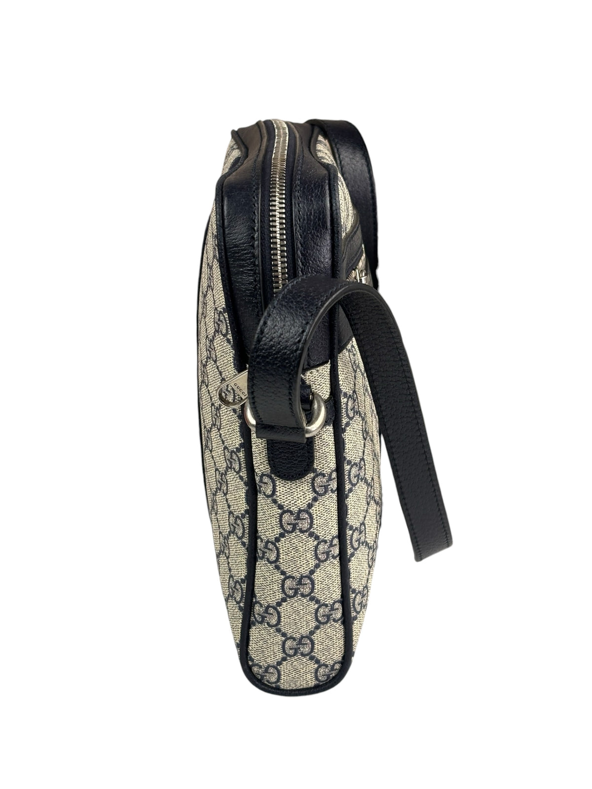Gucci Navy Leather GG Supreme Ophidia Small Messenger Bag