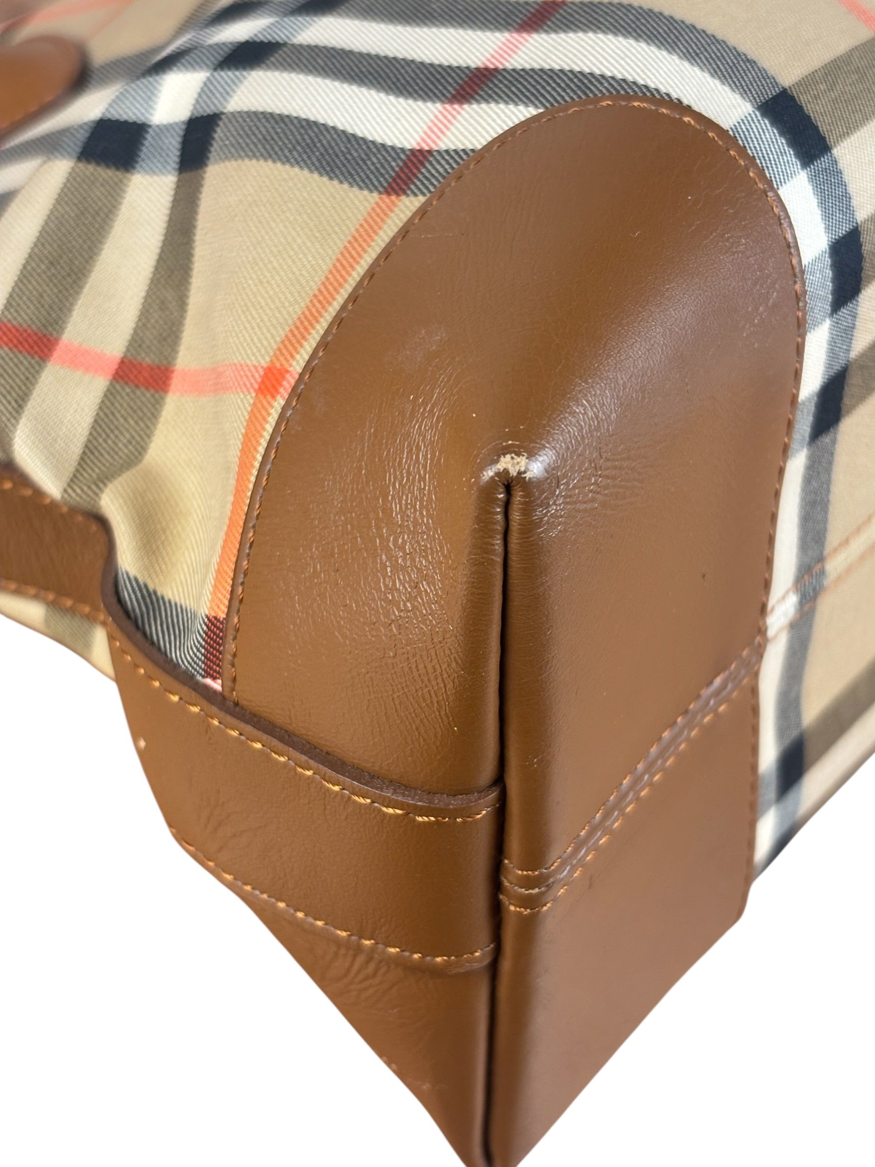 Burberry Vintage House Haymarket Check Dome Satchel Handbag