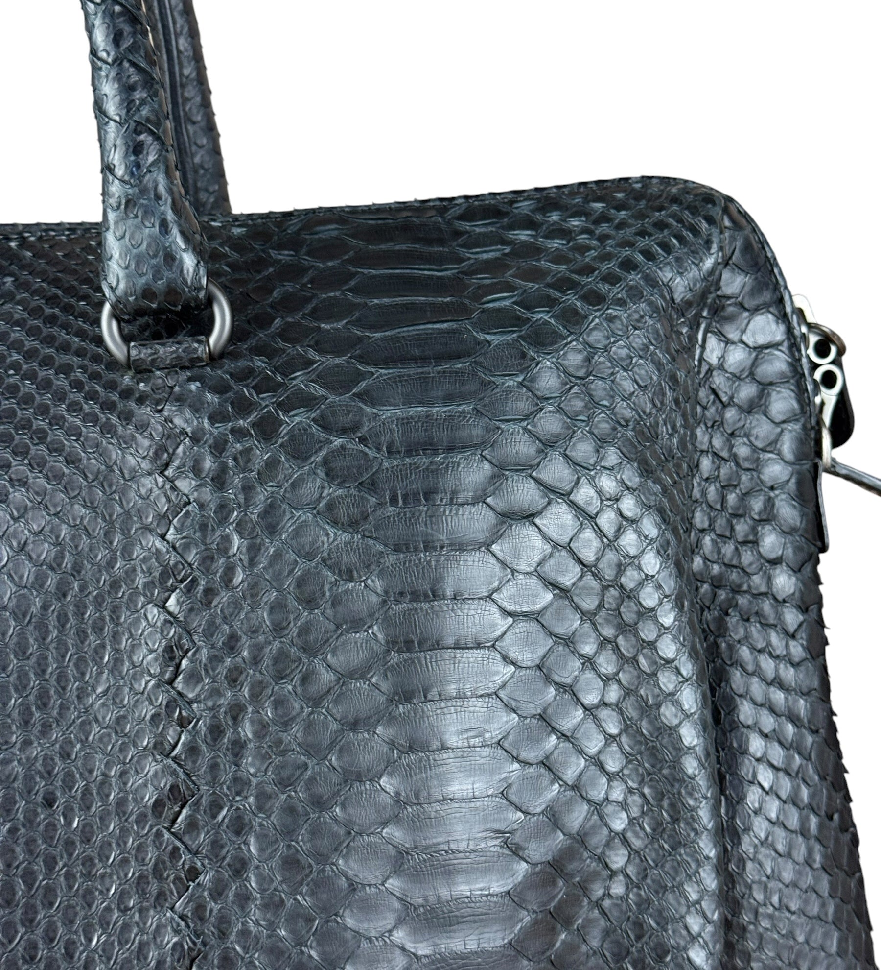 Bottega Veneta Black Snake Leather Brief Case