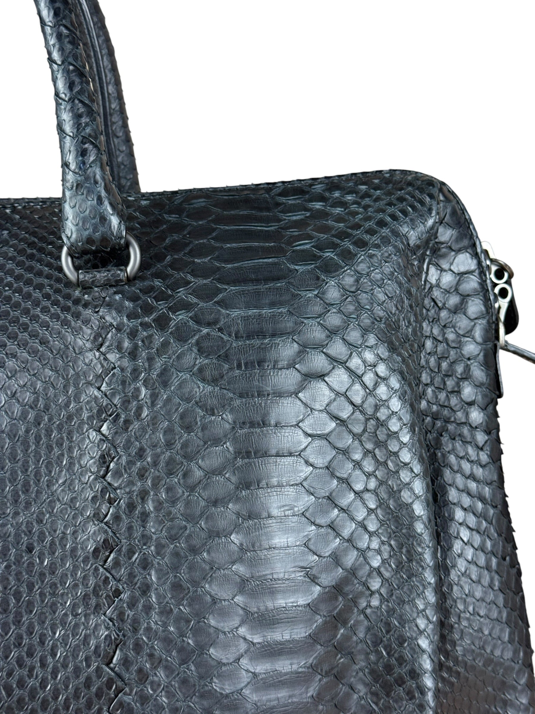 Bottega Veneta Black Snake Leather Brief Case