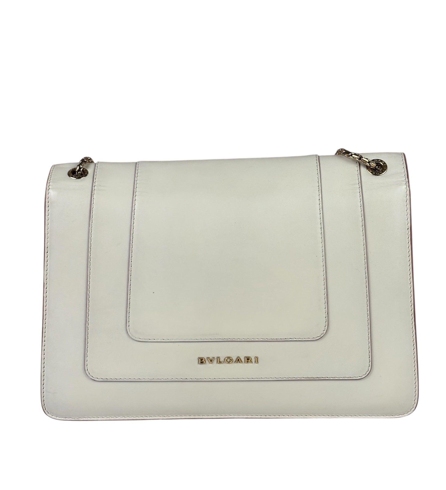 Bvlgari White/Pink Leather Serpenti Forever Shoulder Bag