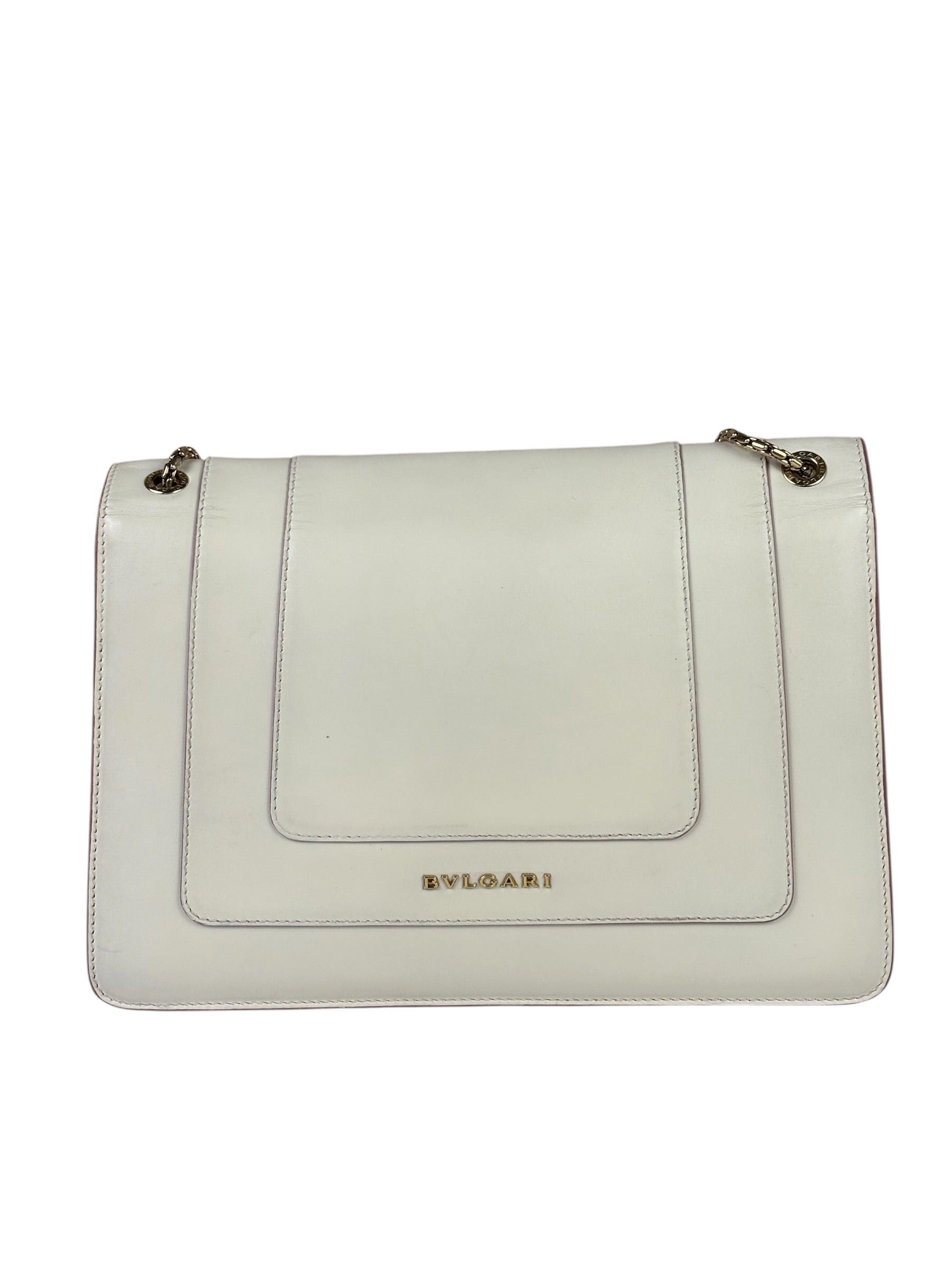 Bvlgari White/Pink Leather Serpenti Forever Shoulder Bag