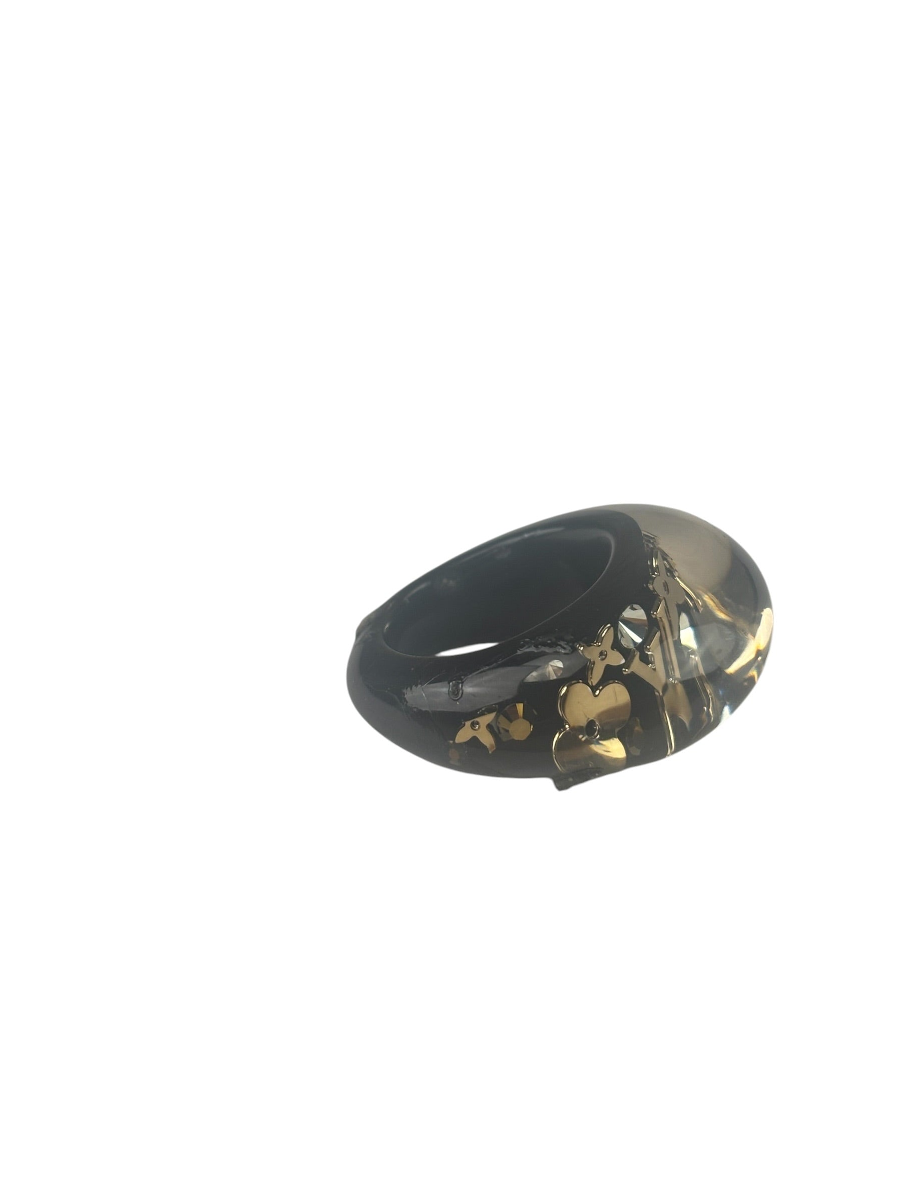 Louis Vuitton Black/Gold Crystal & Resin Inclusion Ring
