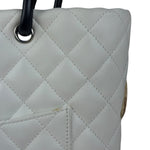 Chanel Vintage White Quilted CC Snake Cambon Ligne Tote 2004