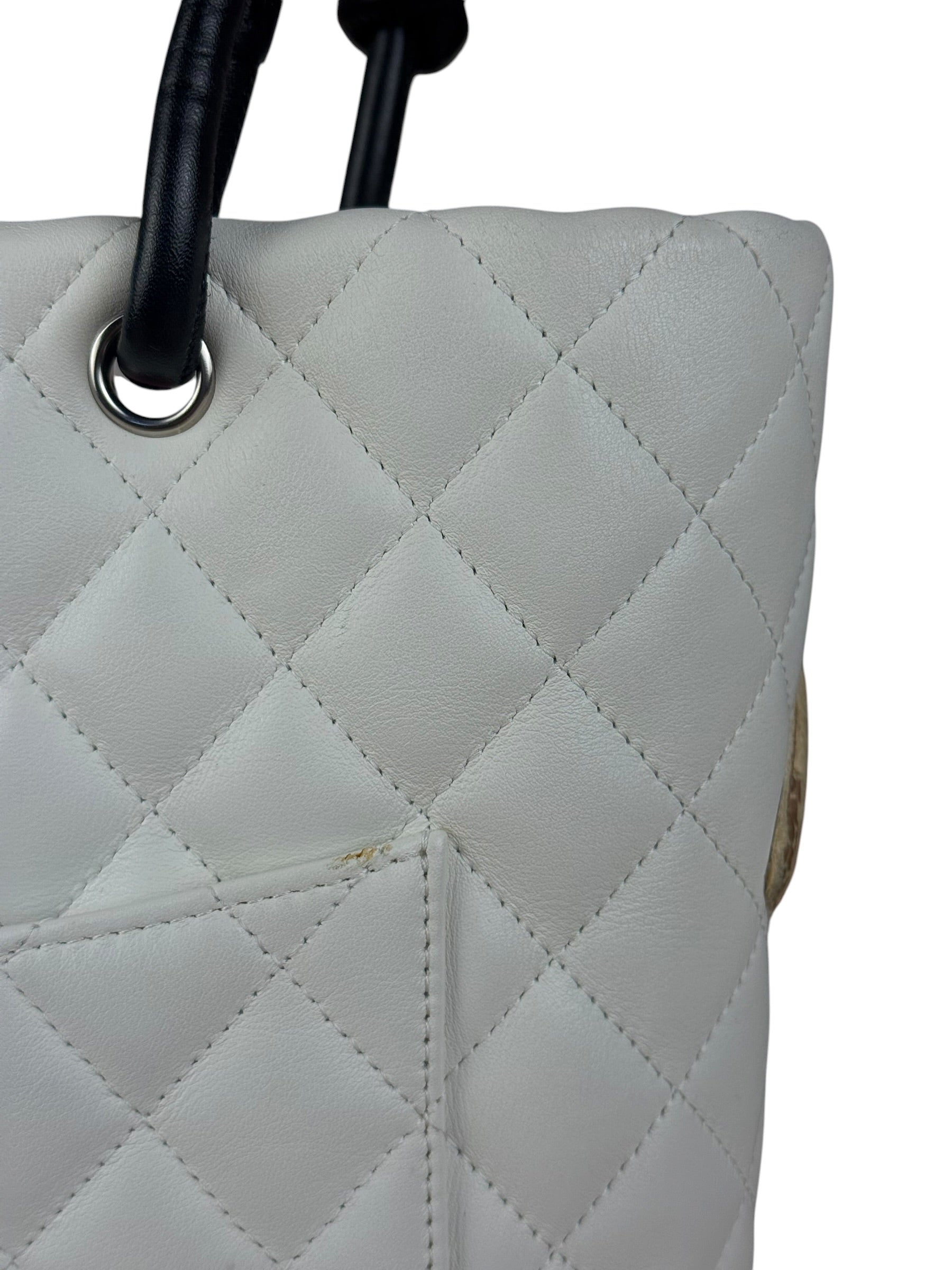 Chanel Vintage White Quilted CC Snake Cambon Ligne Tote 2004
