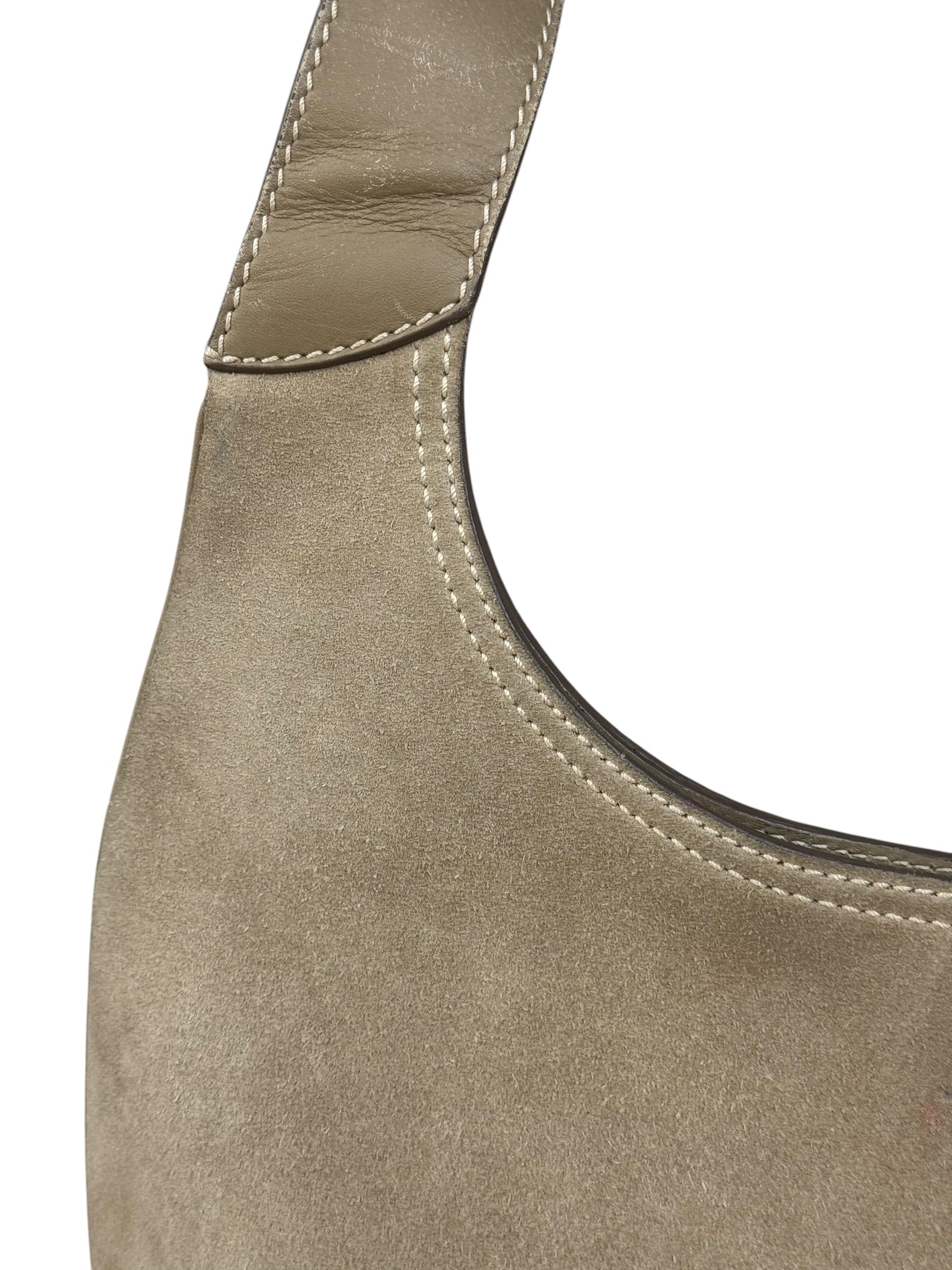Ferragamo Vintage Beige Suede Hobo Shoulder Bag