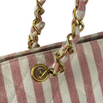 Chanel Vintage Pink/Cream Denim Maxi Stripped Tote 1994