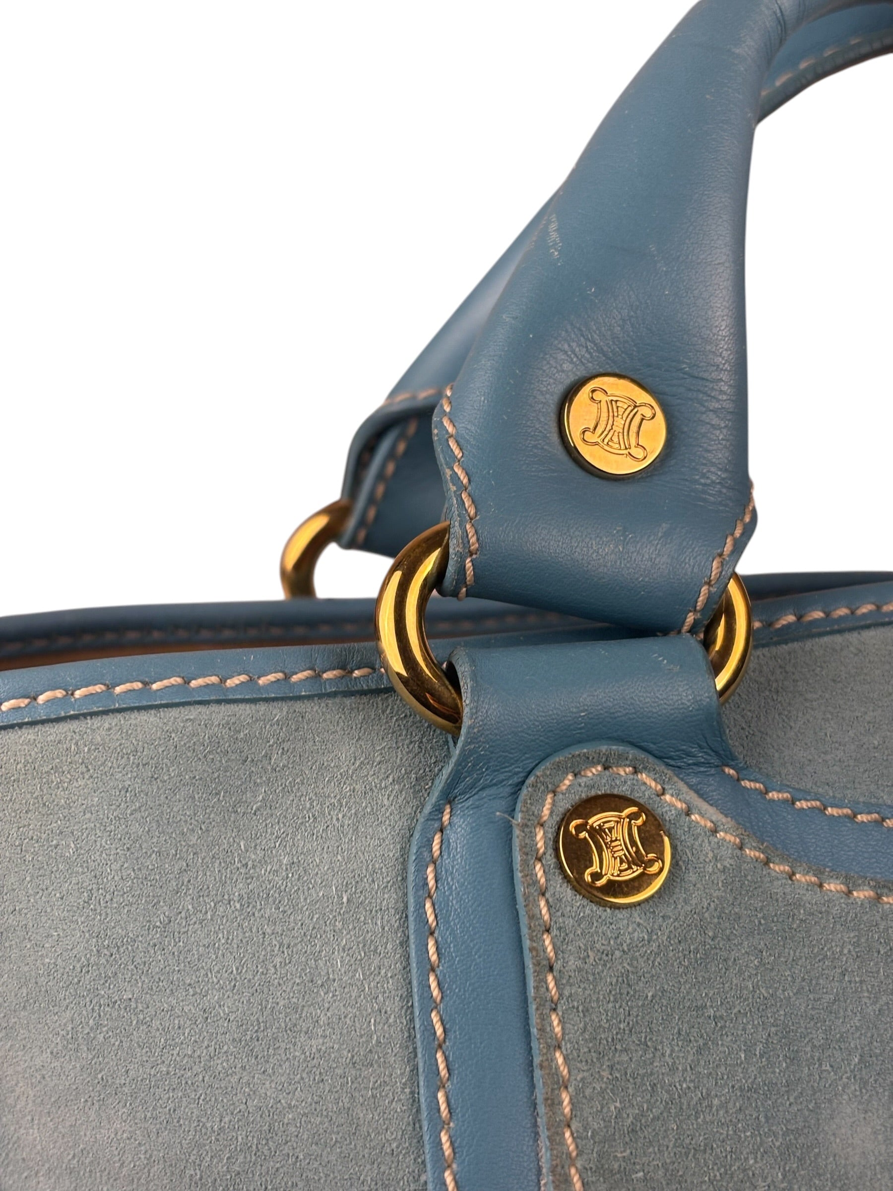 Celine Baby Blue Suede Leather Trip Boogie Handbag
