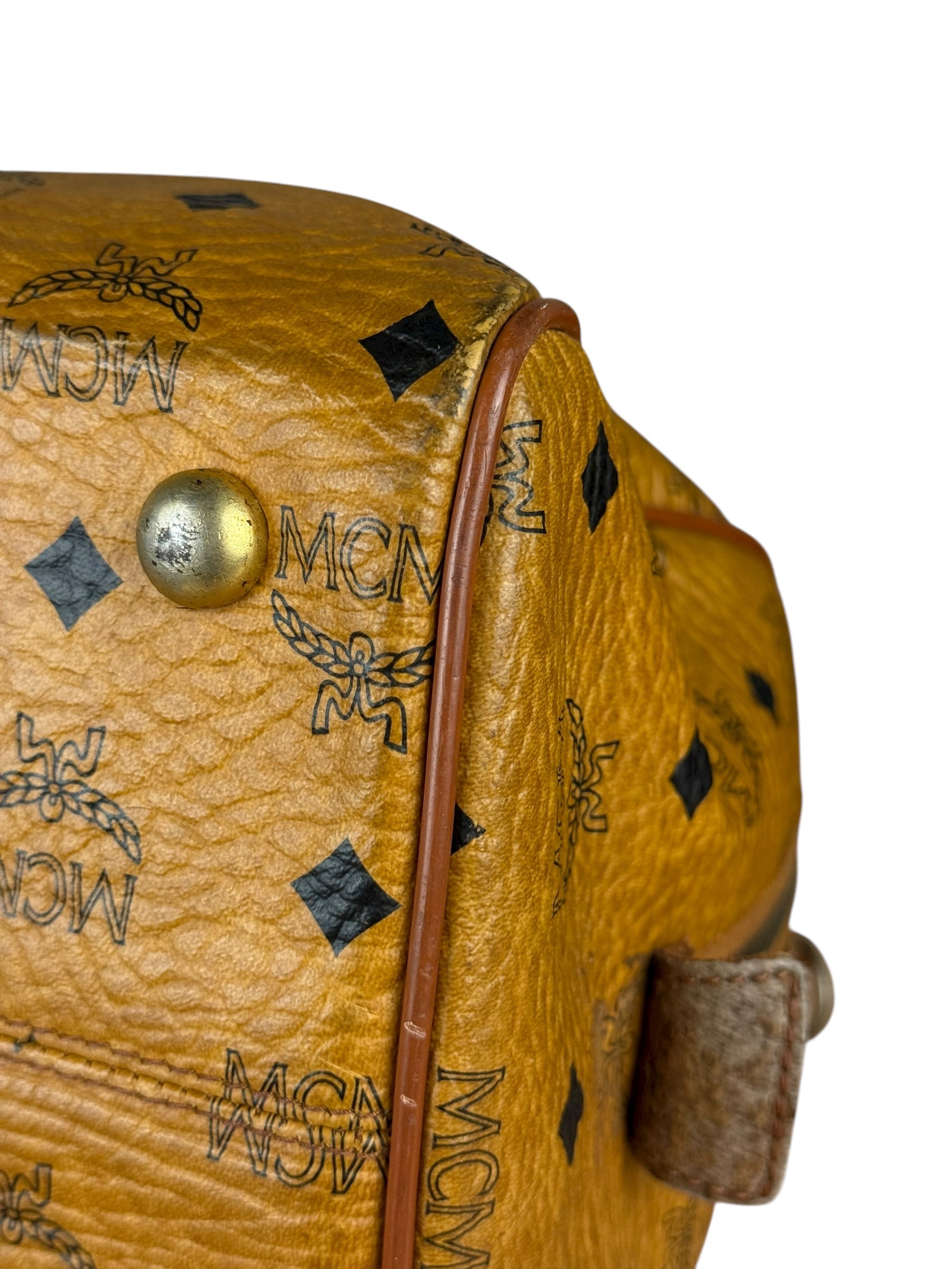 MCM Vintage Leather Logo Boston Handbag