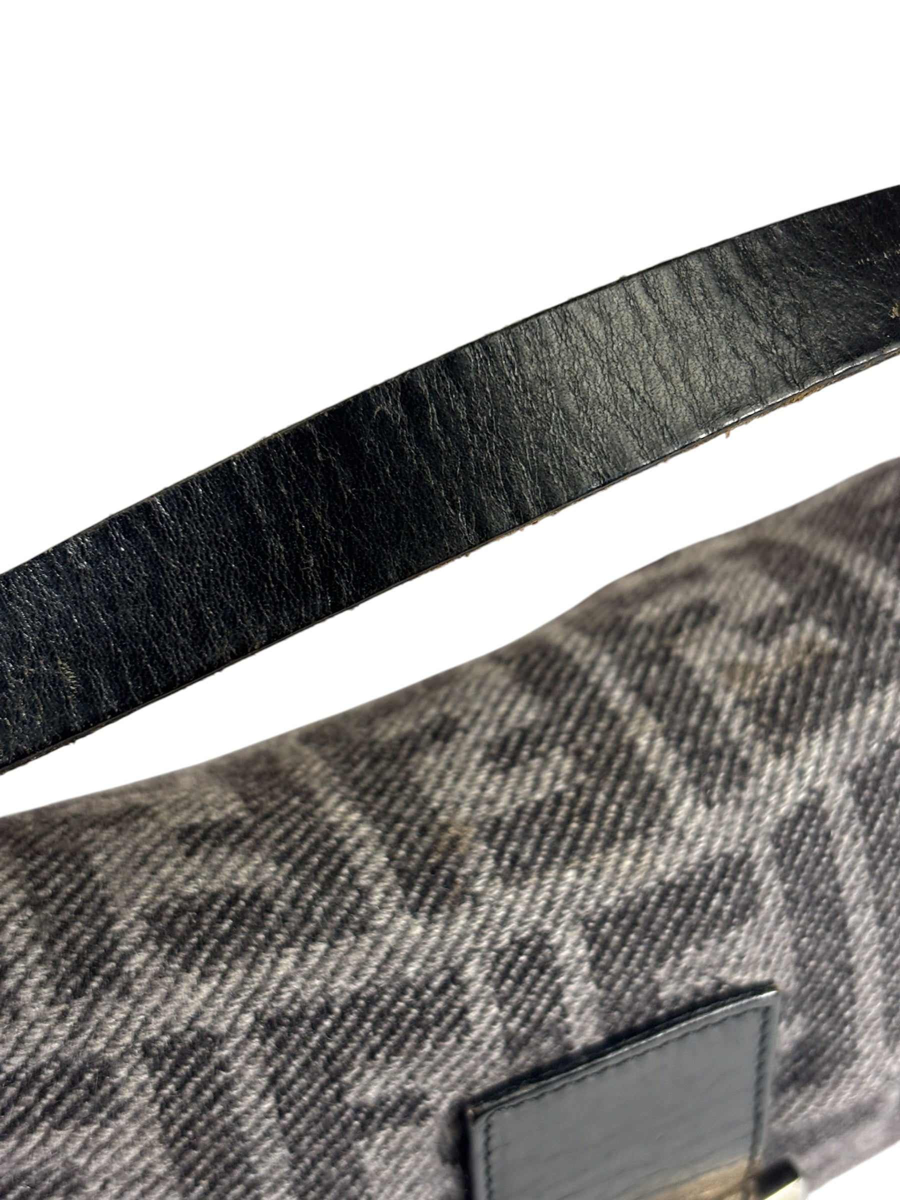 Fendi Grey/Black Leather Trim/Wool Zucca Baguette