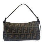 Fendi Brown Leather Trim Baguette