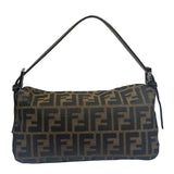 Fendi Brown Leather Trim Baguette