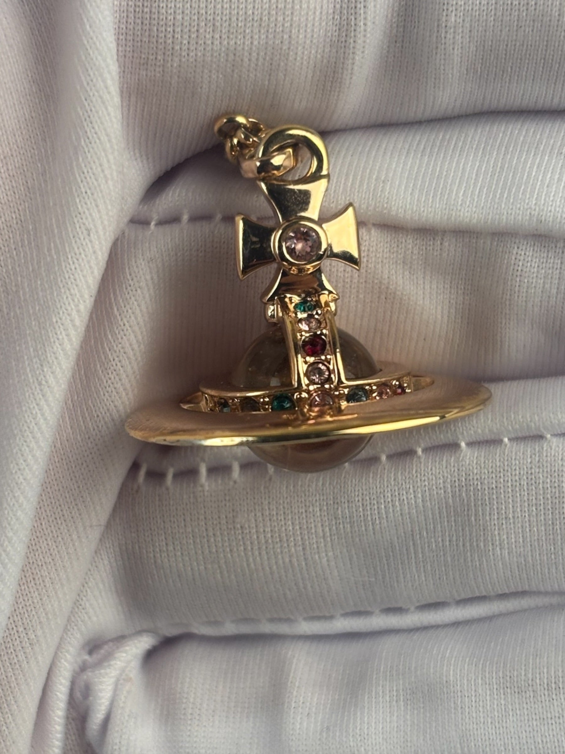 Vivienne Westwood Oval Crystal Stone Medallion Pendant Necklace