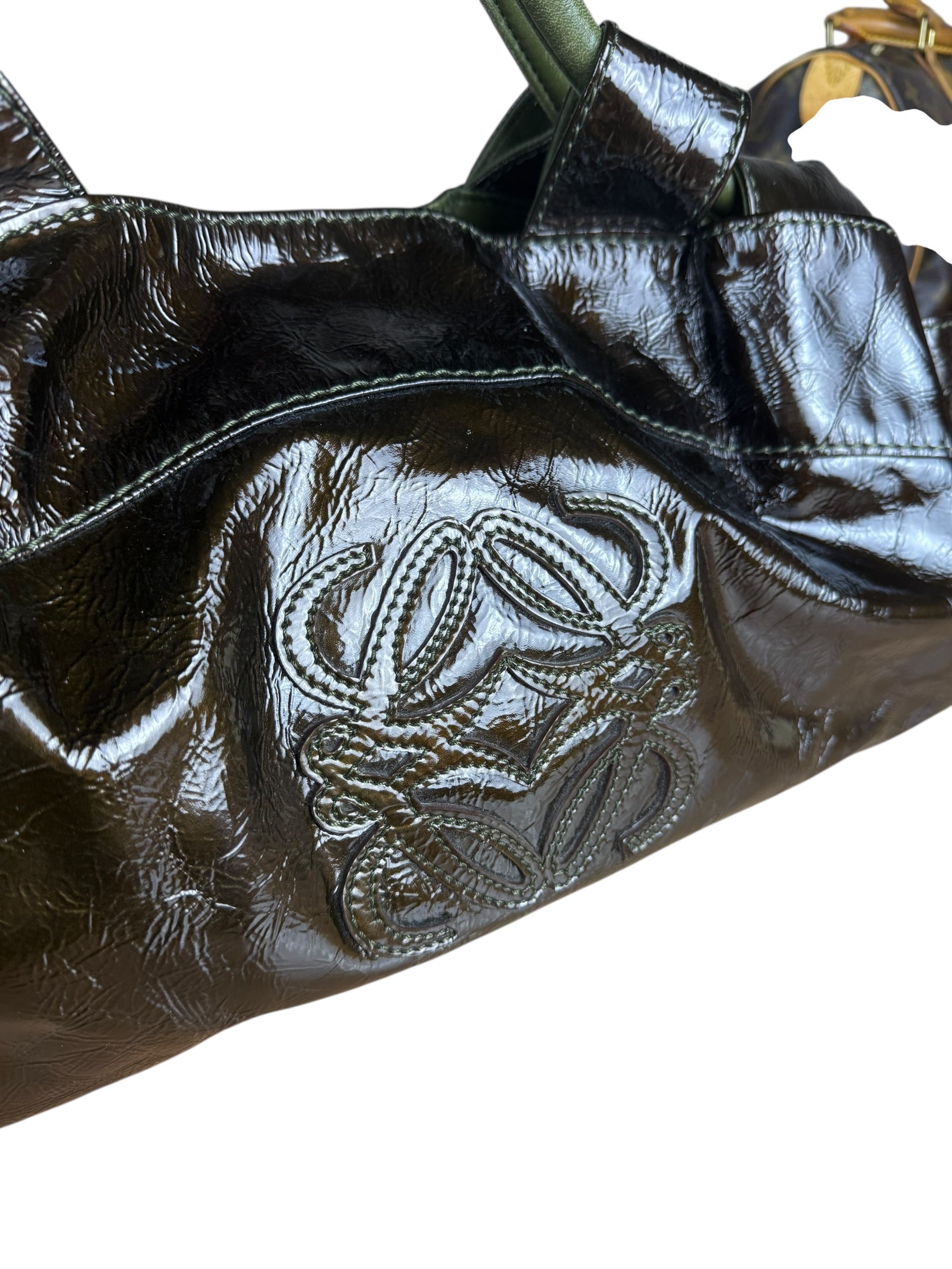 Loewe Vintage Nappa Aire Brown Patent Handbag