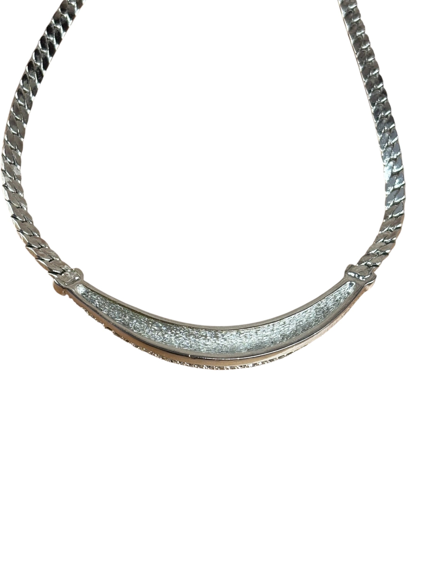 Christian Dior Vintage Rhinestone Crescent Smile Necklace