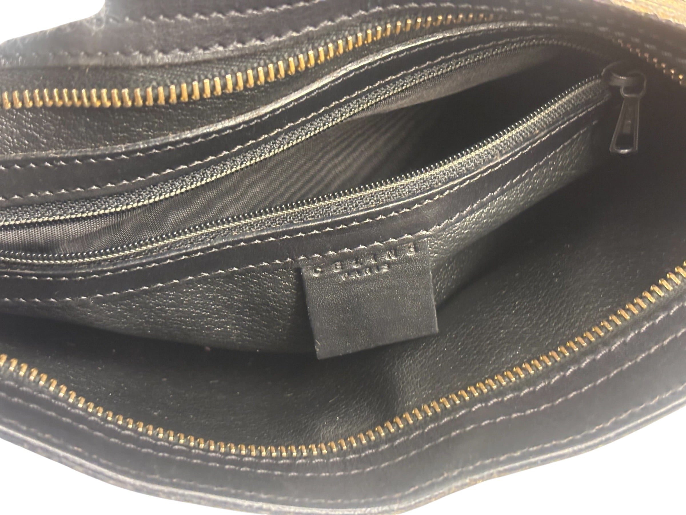 Celine Coated Canvas Stripped Macadam Crossbody