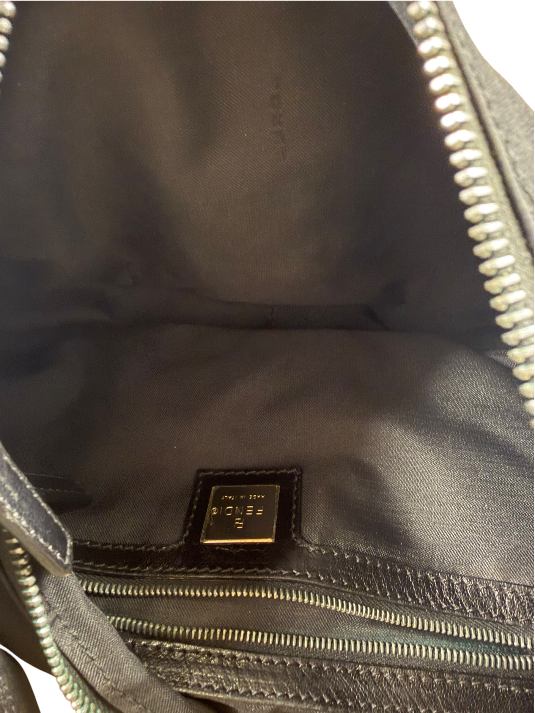 Fendi Black Leather Trim Mamma Baguette