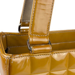 Chanel Vintage Yellow Leather Chocolate Bar Patent Tote Bag 2002