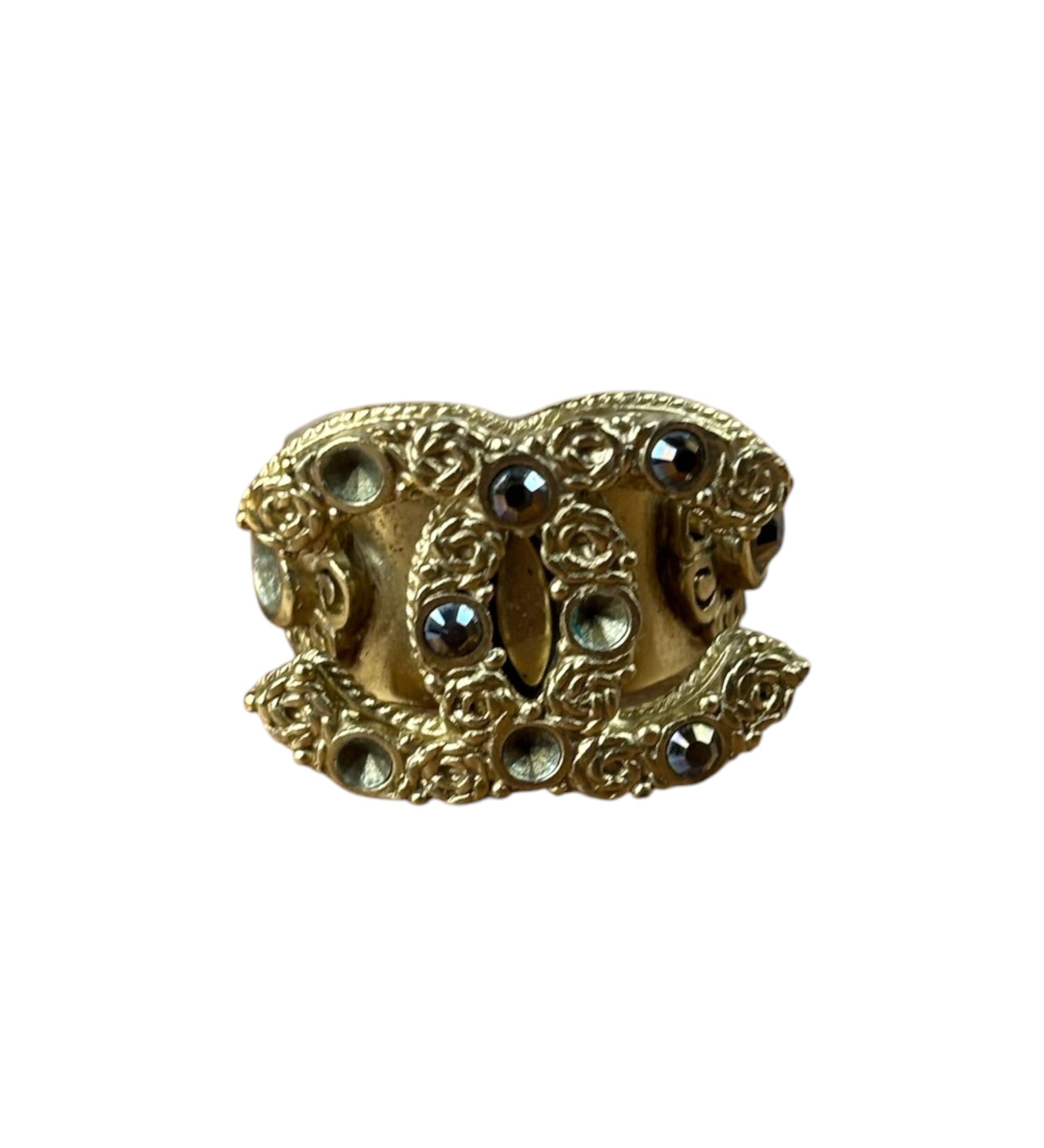 Chanel Gold-Plated Flower-Motif Cocktail Ring