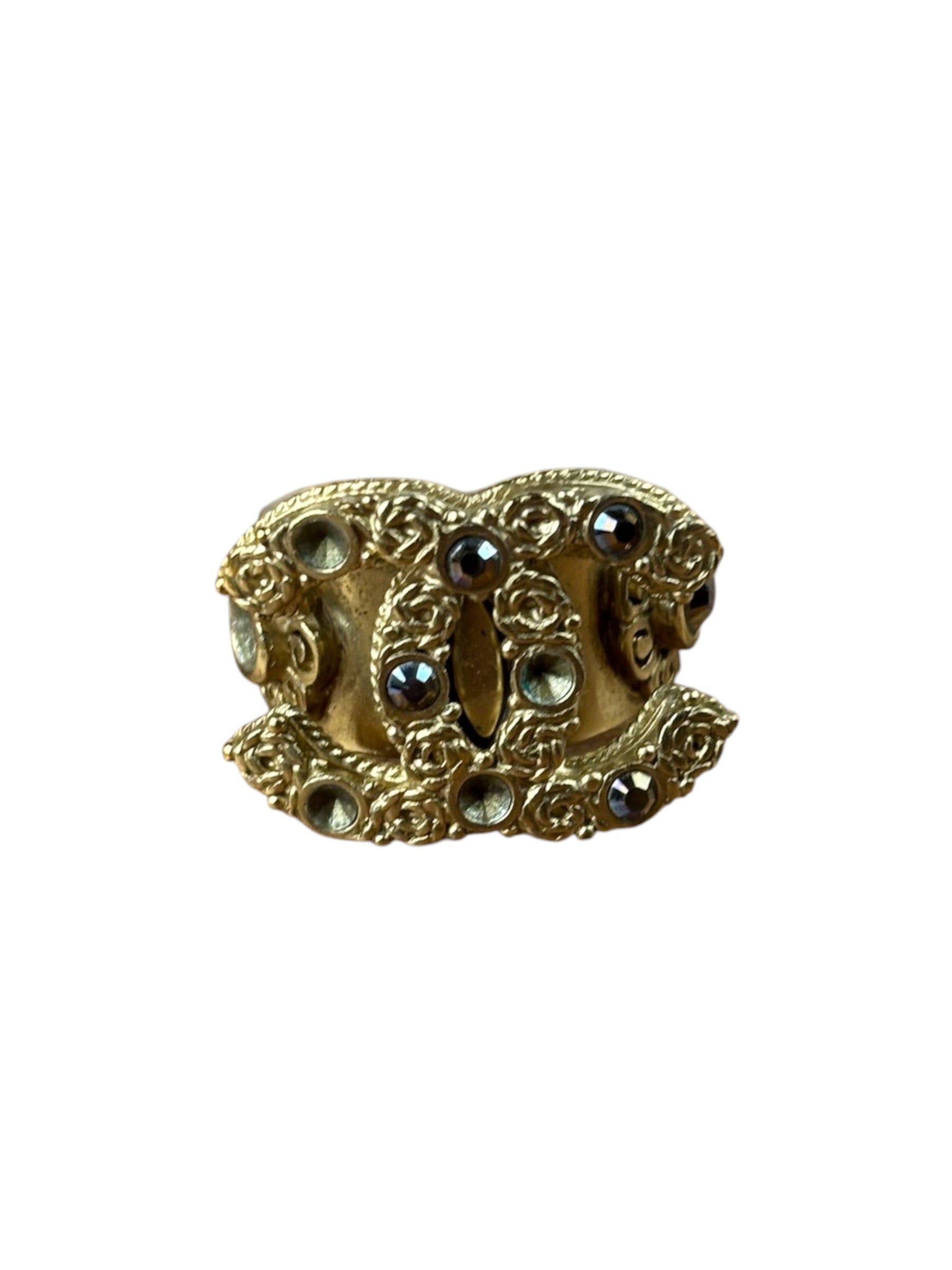 Chanel Gold-Plated Flower-Motif Cocktail Ring