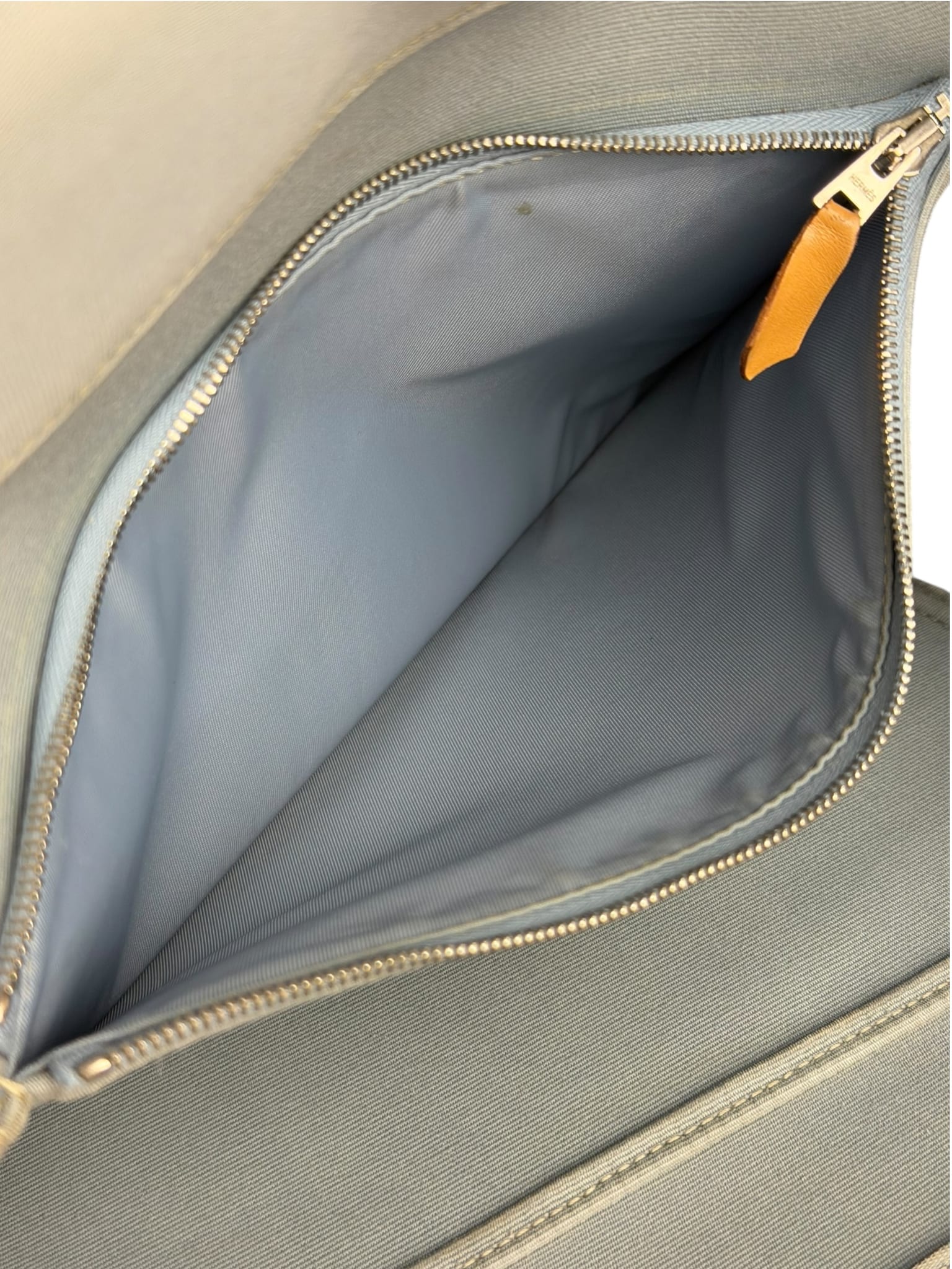 Hermes Light Blue Canvas Leather Trim Cabag Elan Tote