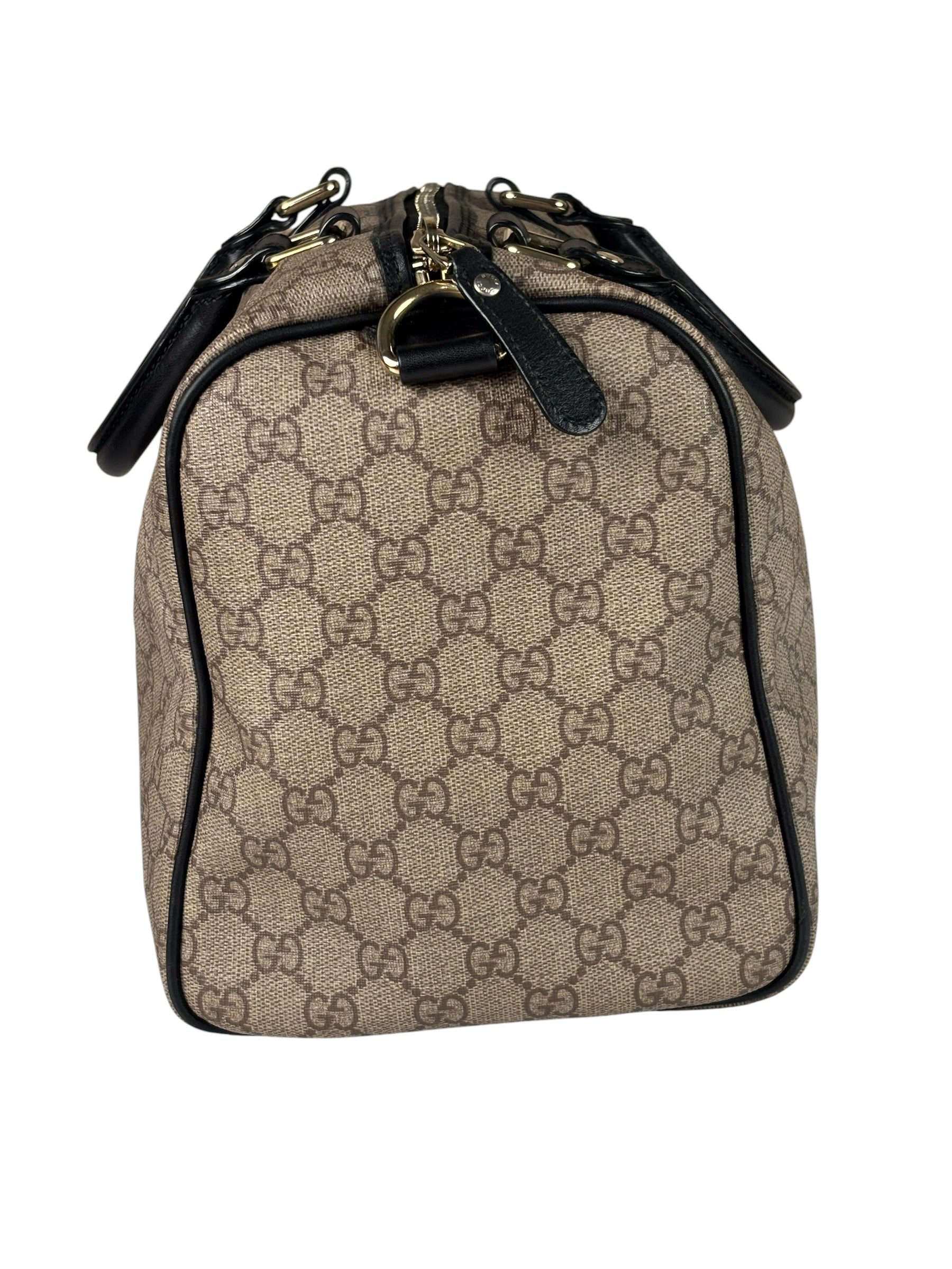Gucci Beige Leather Gg Supreme Italian Flag Joy Boston Bag