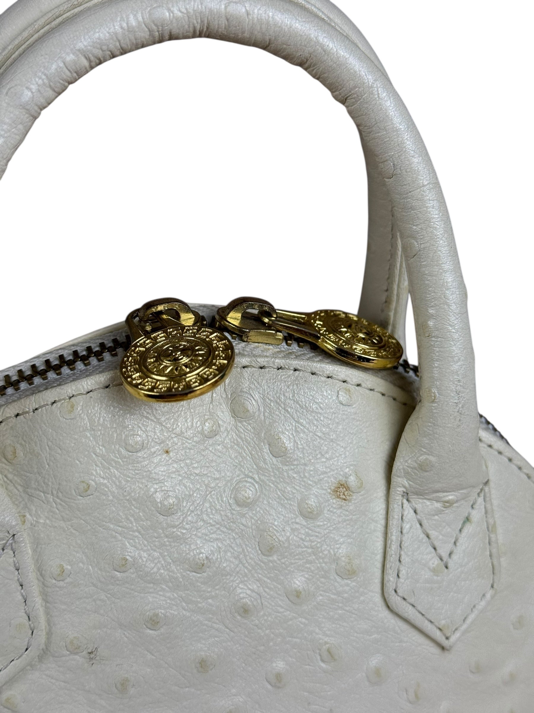 Versace Vintage Mini Osctrich Leather Top Handle Bag