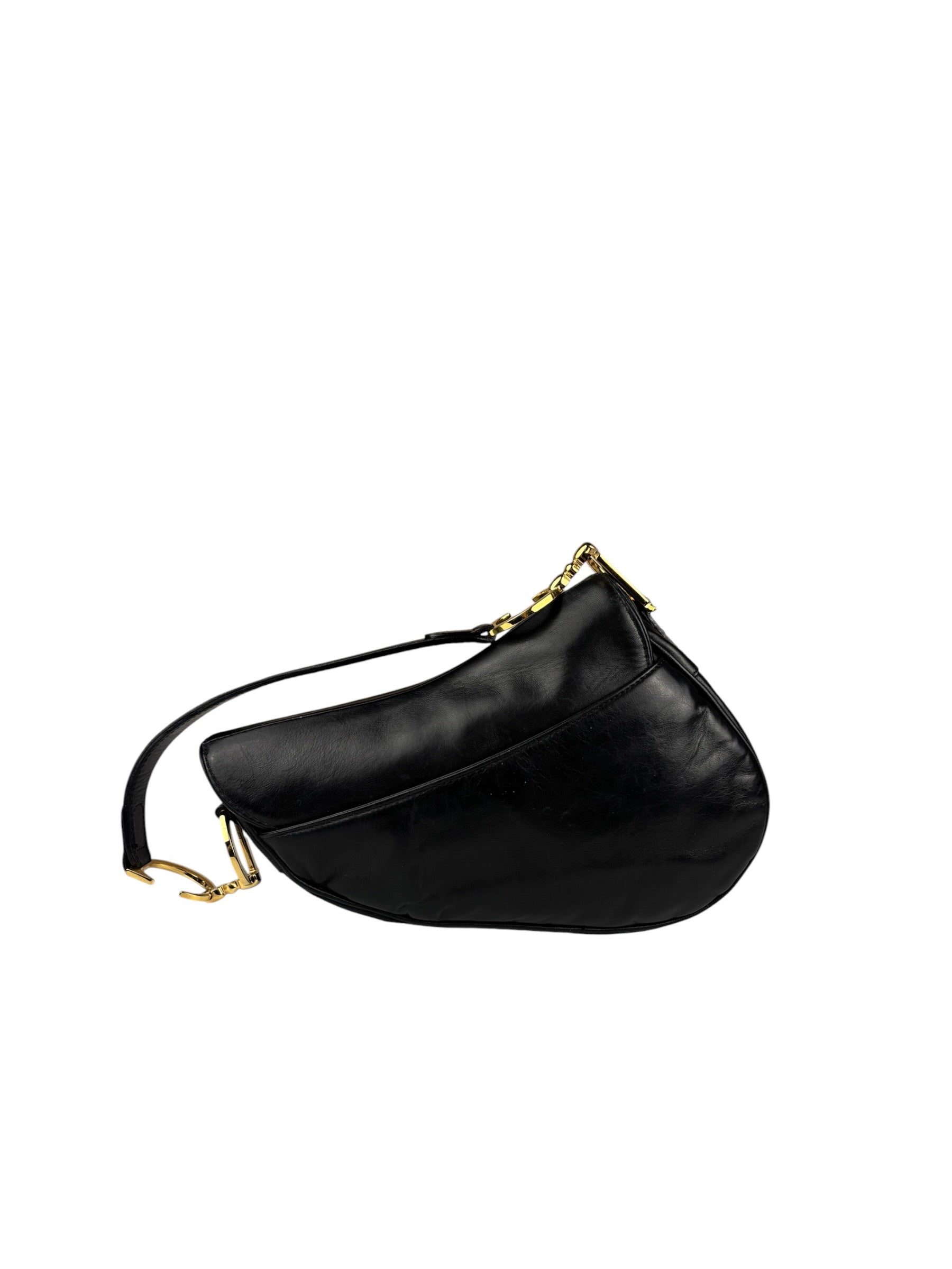 Christian Dior Black Calfskin Saddle Shoulder Bag