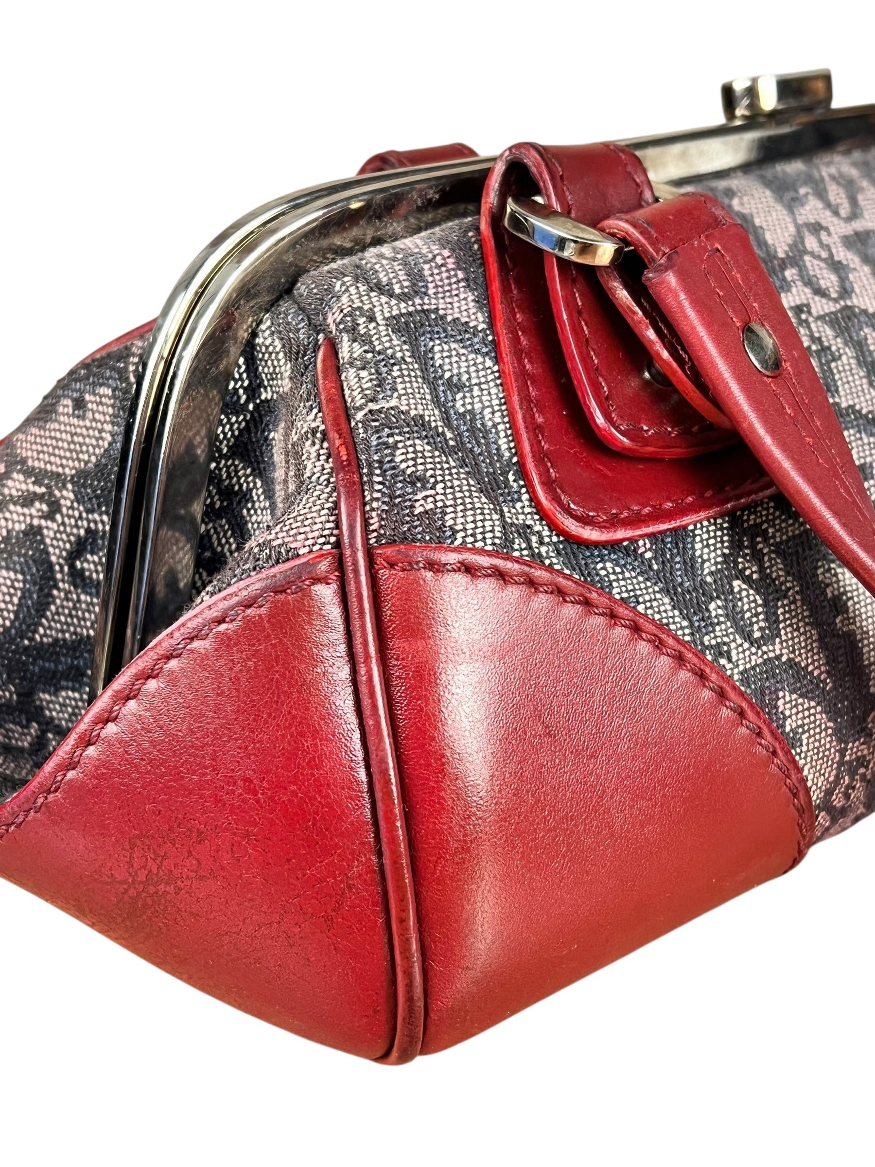 Christian Dior 2005 Doctor Bag Navy/Red Leather Trim