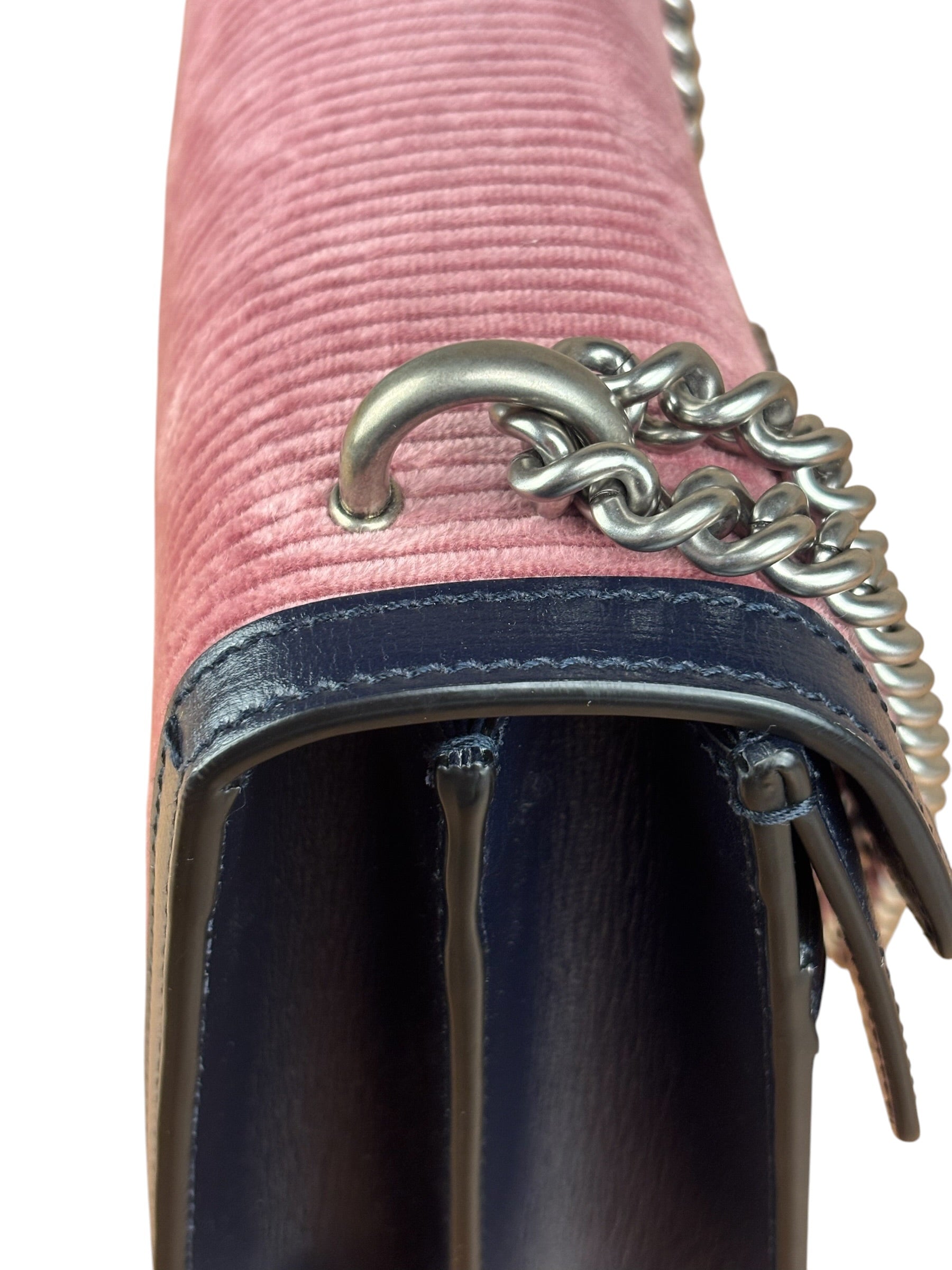 Gucci Pink Leather Trim Dionysus Corduroy Shoulder Bag