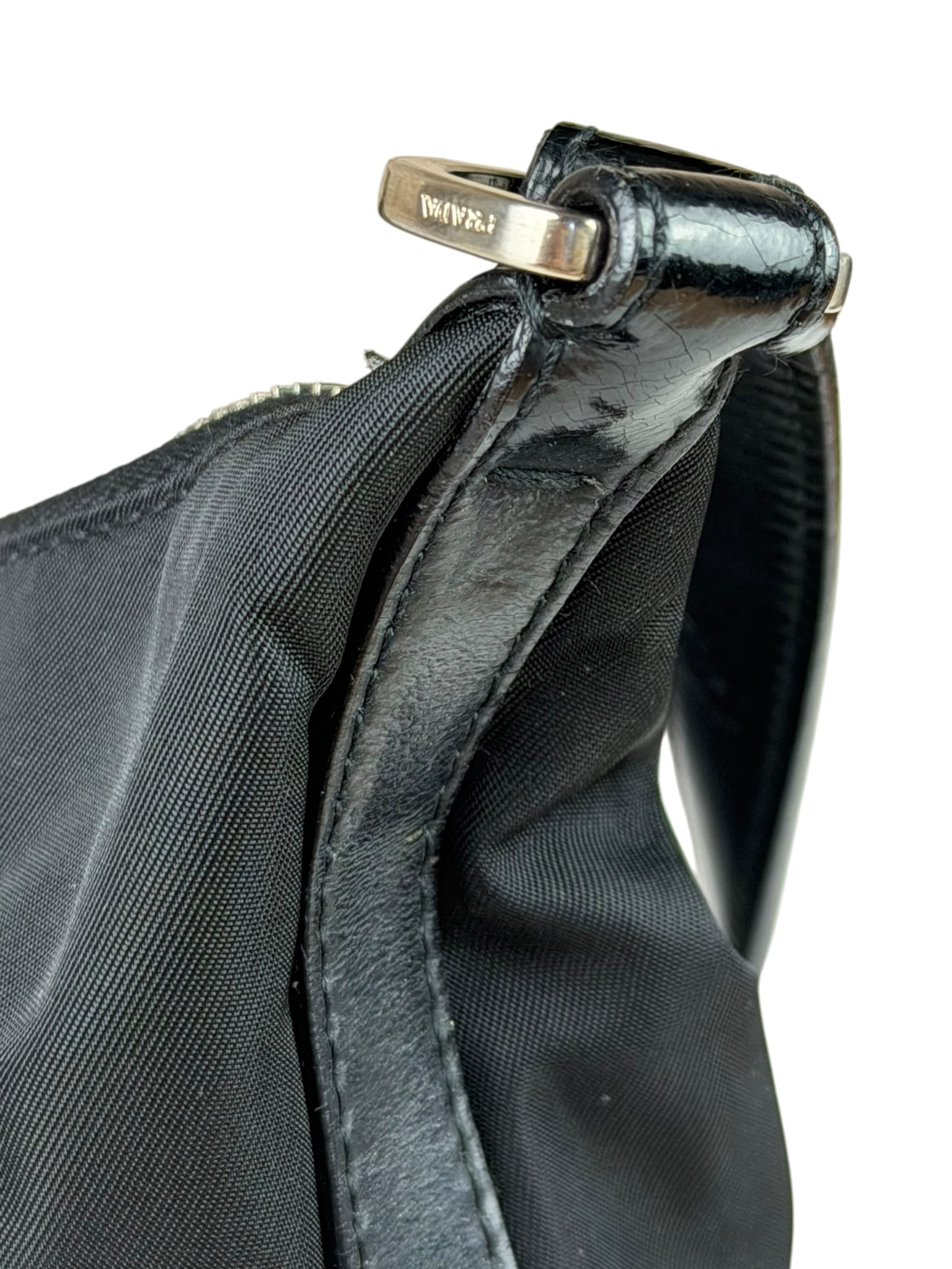 Prada Black Leather Trim/Tessuto Nylon  Shoulder Bag