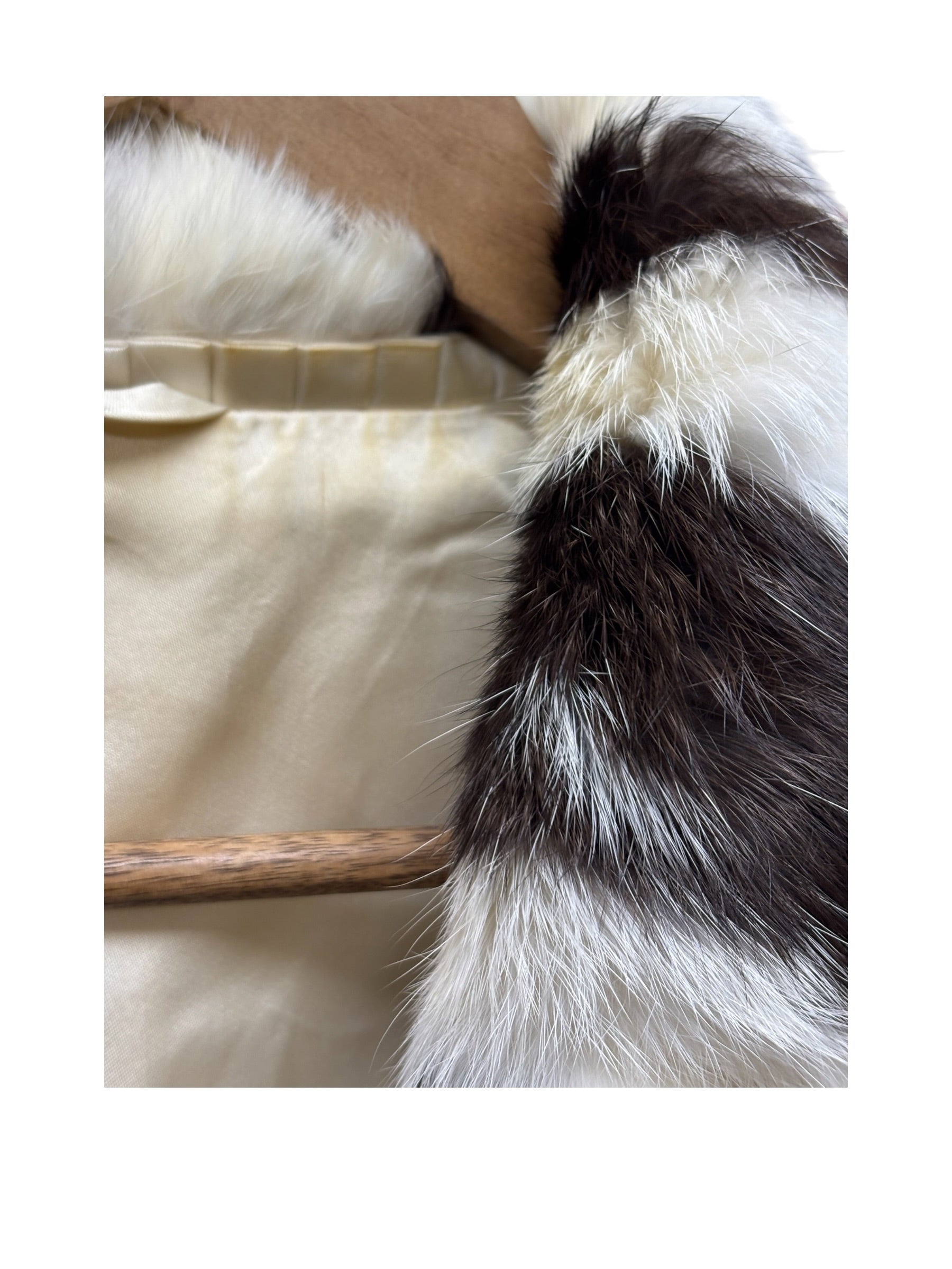 Vintage Cream/Brown Rabbit Fur Coat