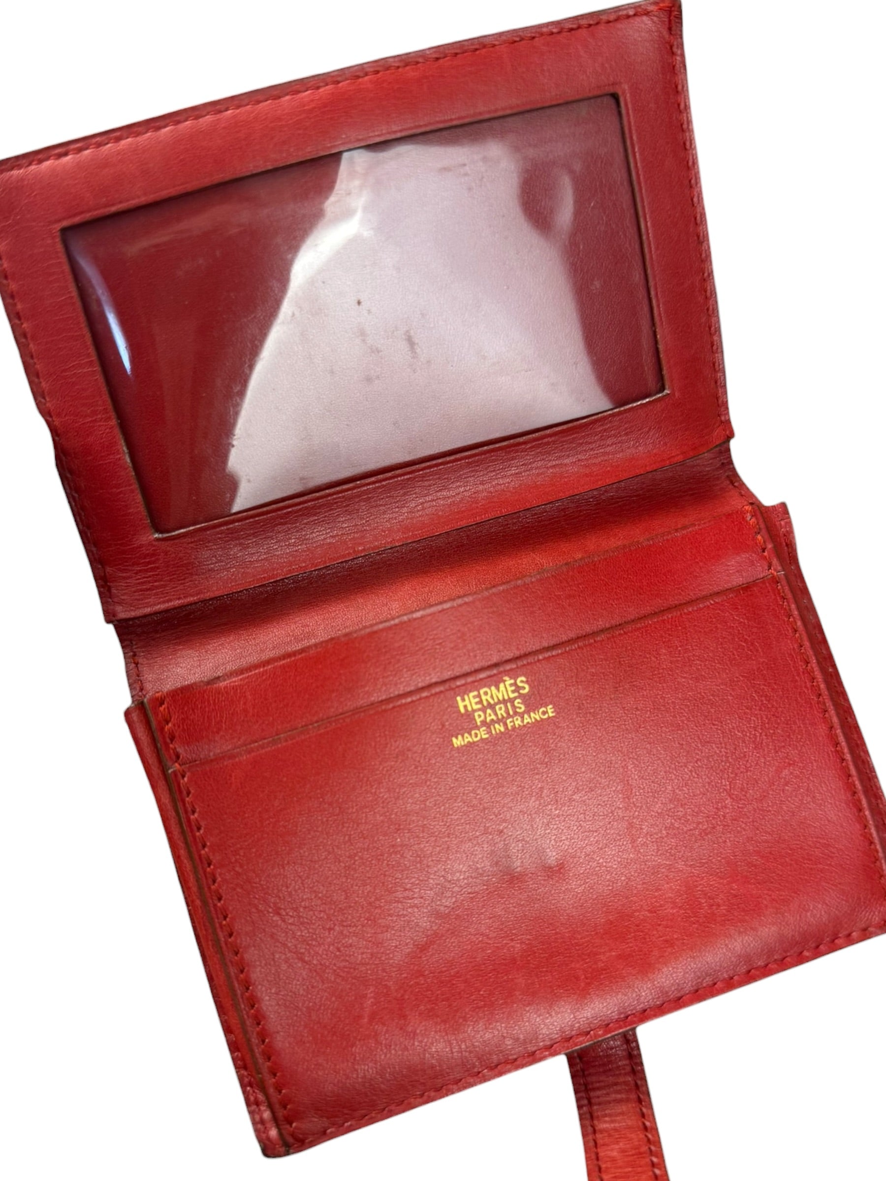 Hermes Red Leather Saumur Diane Boxcalf Cardholder