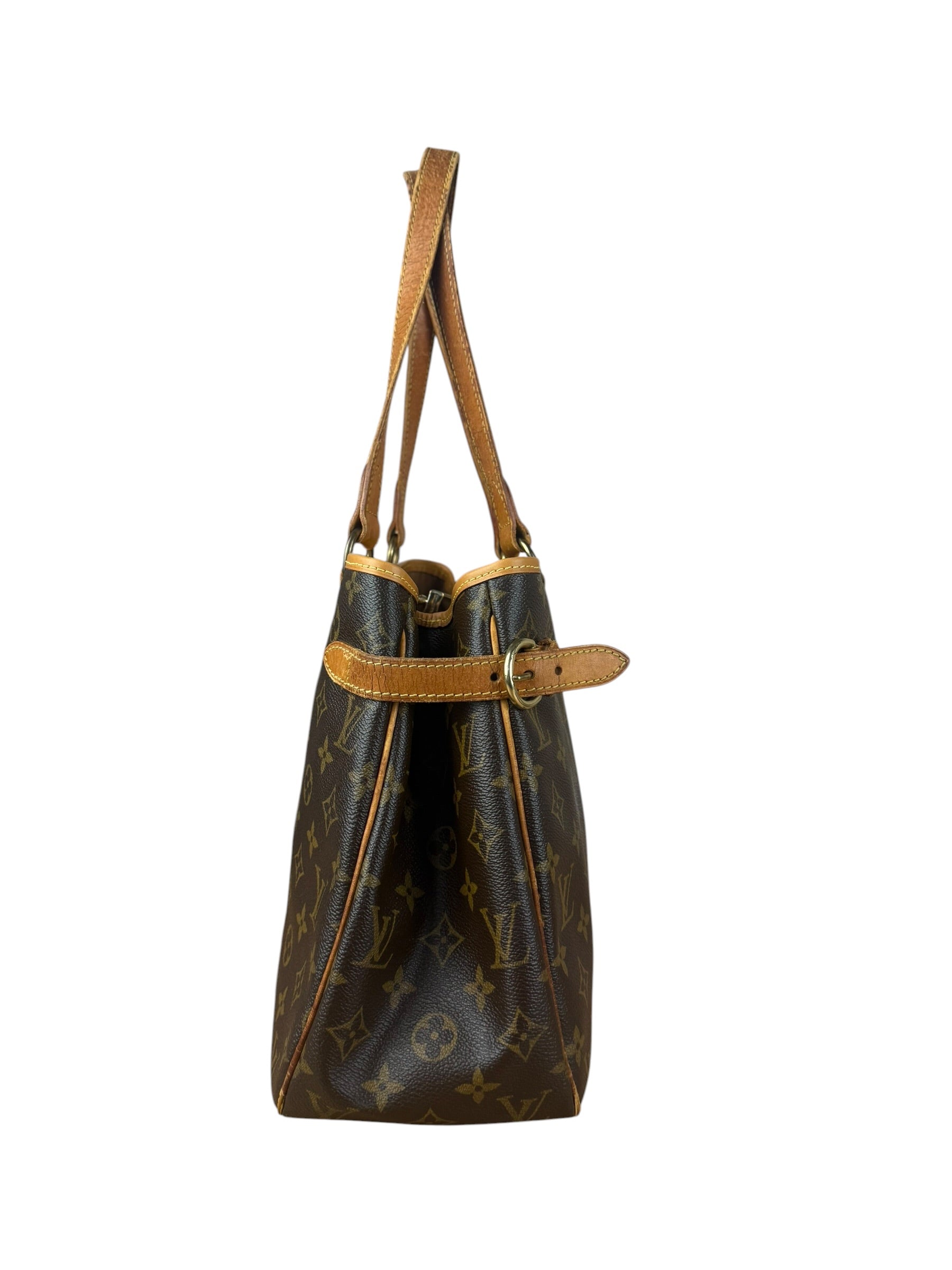 Louis Vuitton Leather Batignolles Horizontal Canvas Monogram Tote Bag