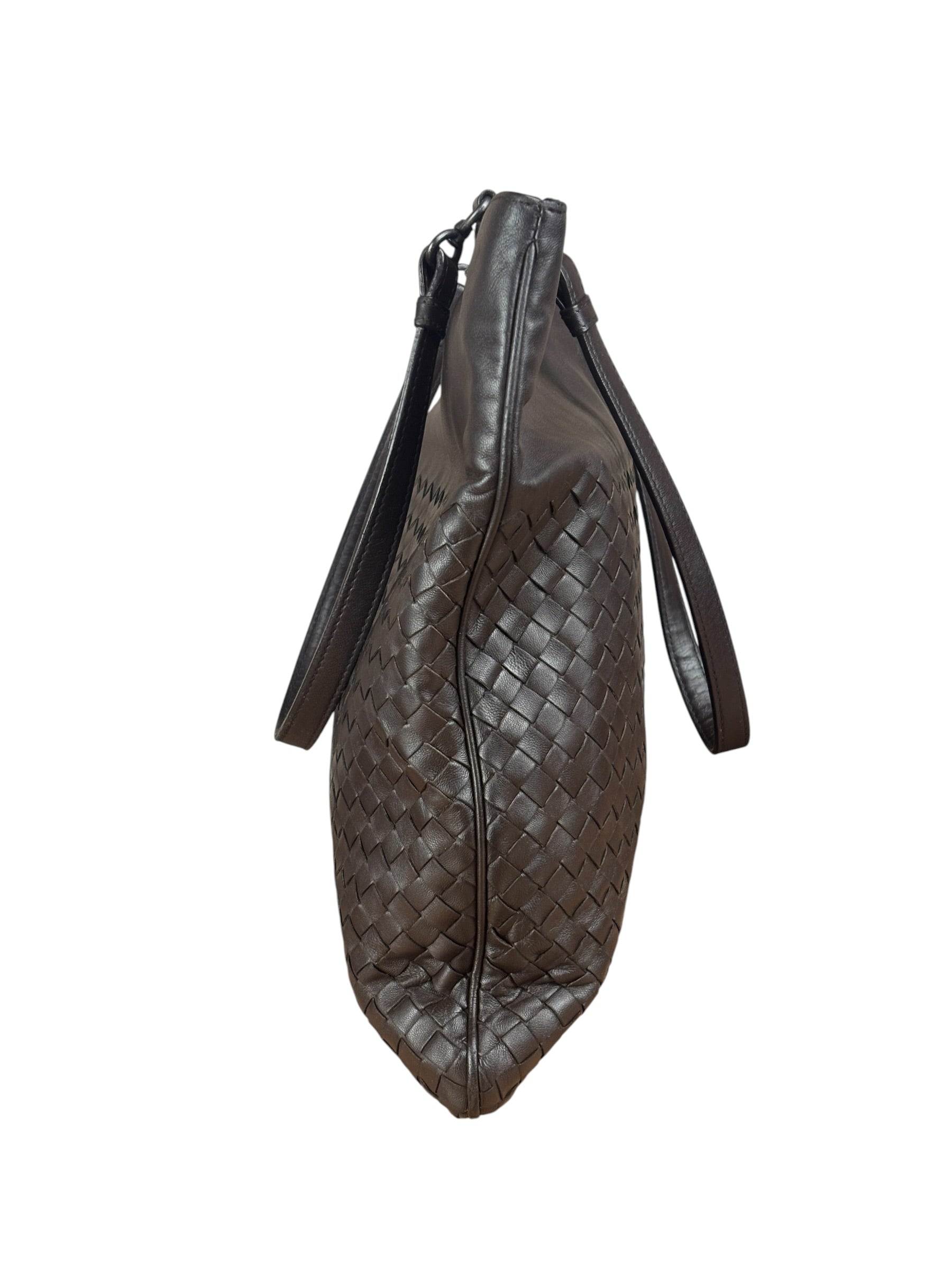 Bottega Veneta Chocolate Brown Leather Intercciato Tote Bag
