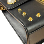 Gucci Small Pearl Studded Leather Padlock Crossbody Black