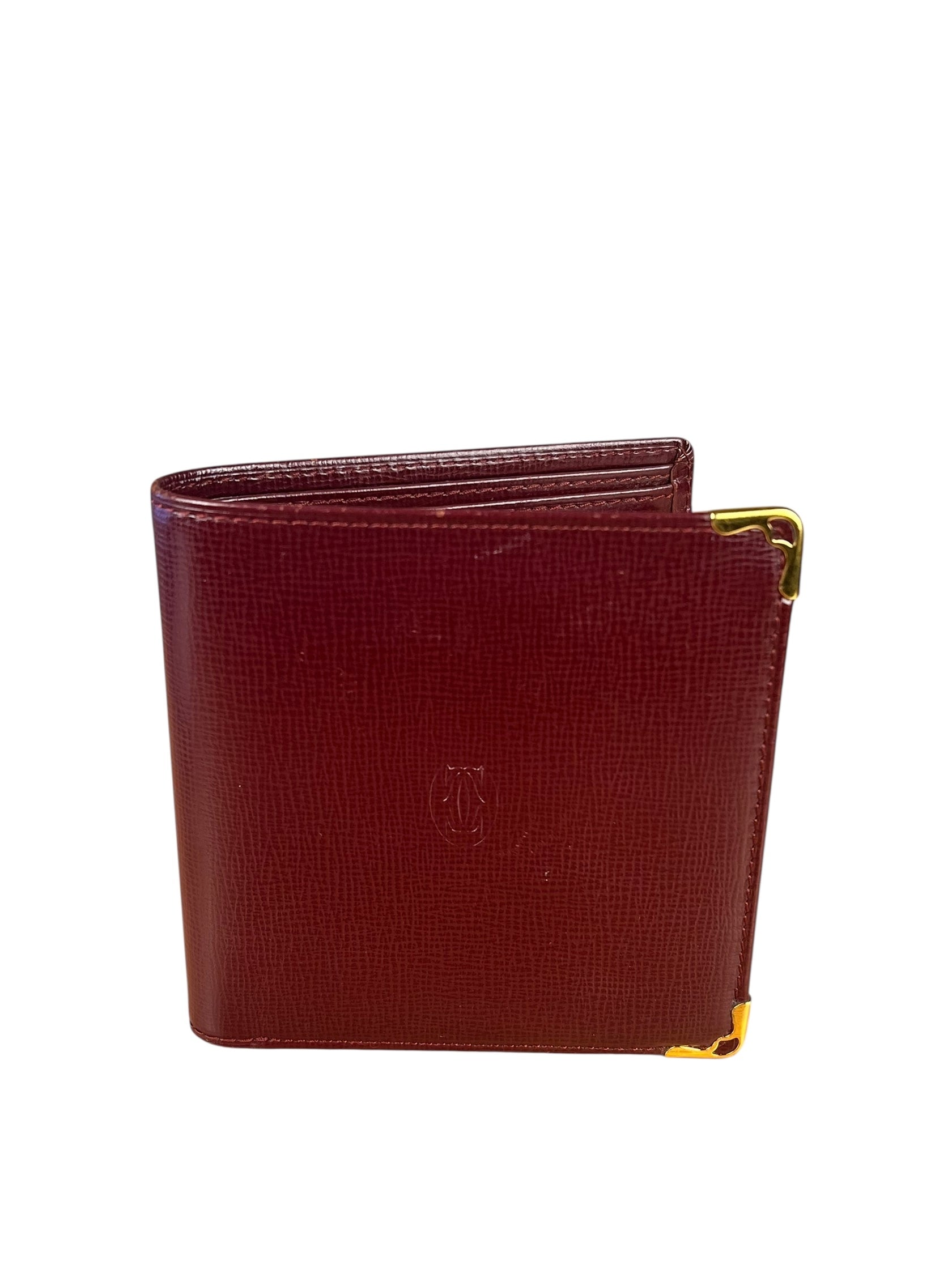 Cartier Vintage Maroon Leather Bifold Wallet