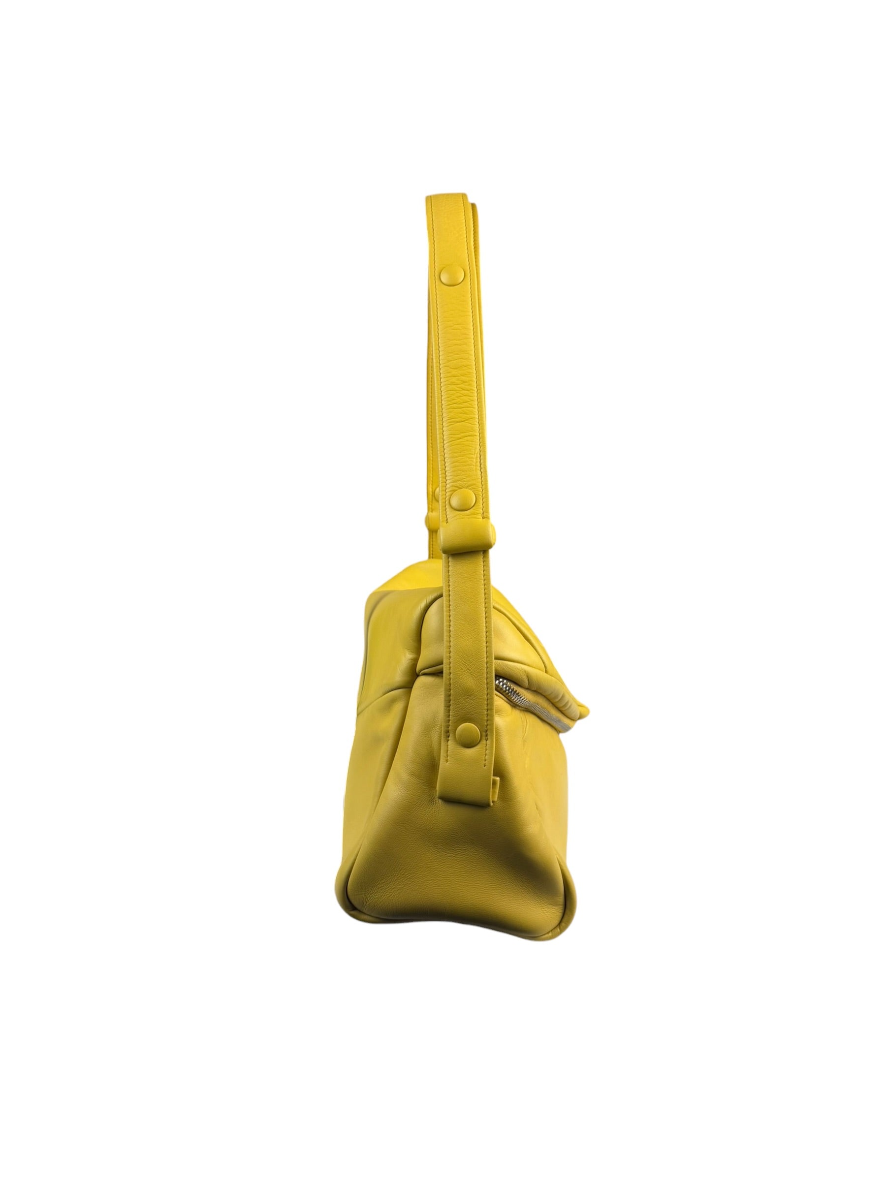 Prada Yellow Leather Padded Nappa Signaux Shoulder Bag